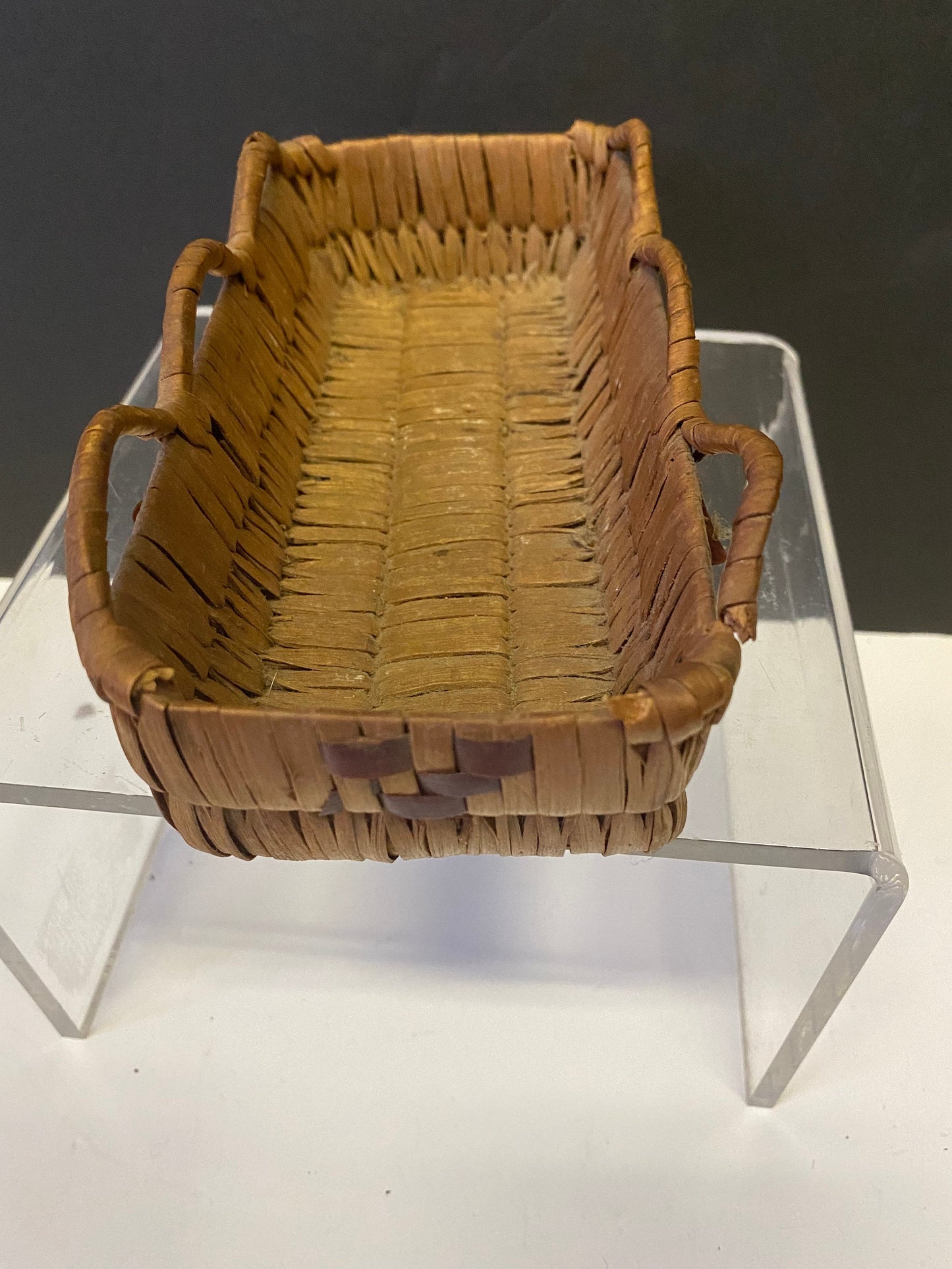 7 inch Long superb Indigenous First Nations coast Salish unusual basket  small damage on one corner