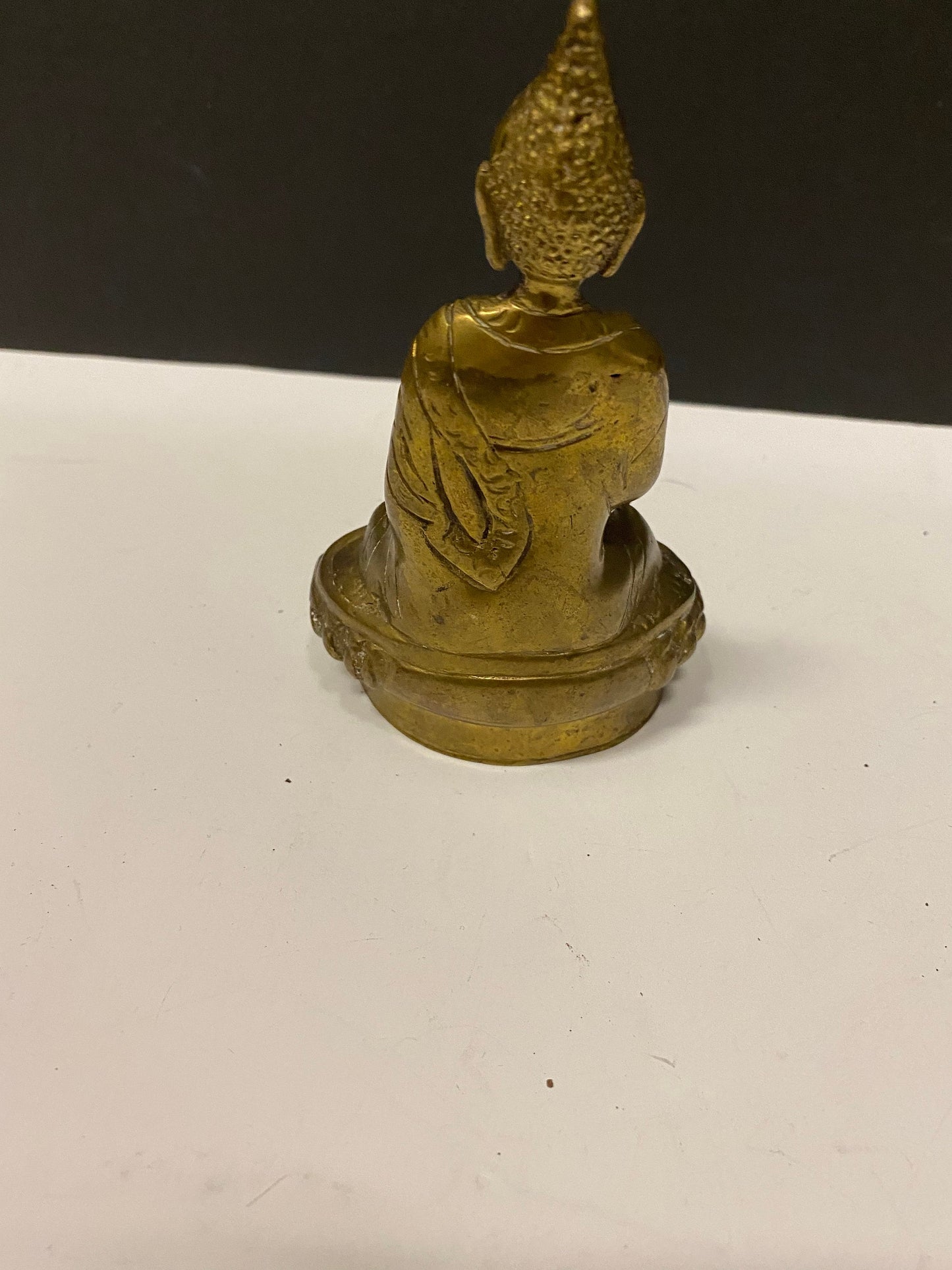 Antique asian brass Buddha 6 inches tall with great Patina  serene stature