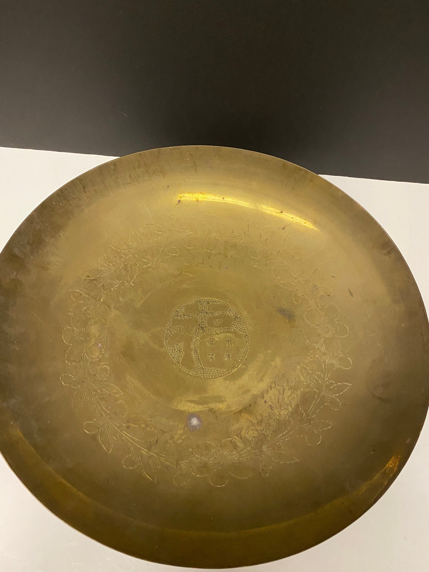 A  Huge 14 inch Antique chinese brass ceremonial bowl  Great antique  condition - Amazing Patina useful and beautiful