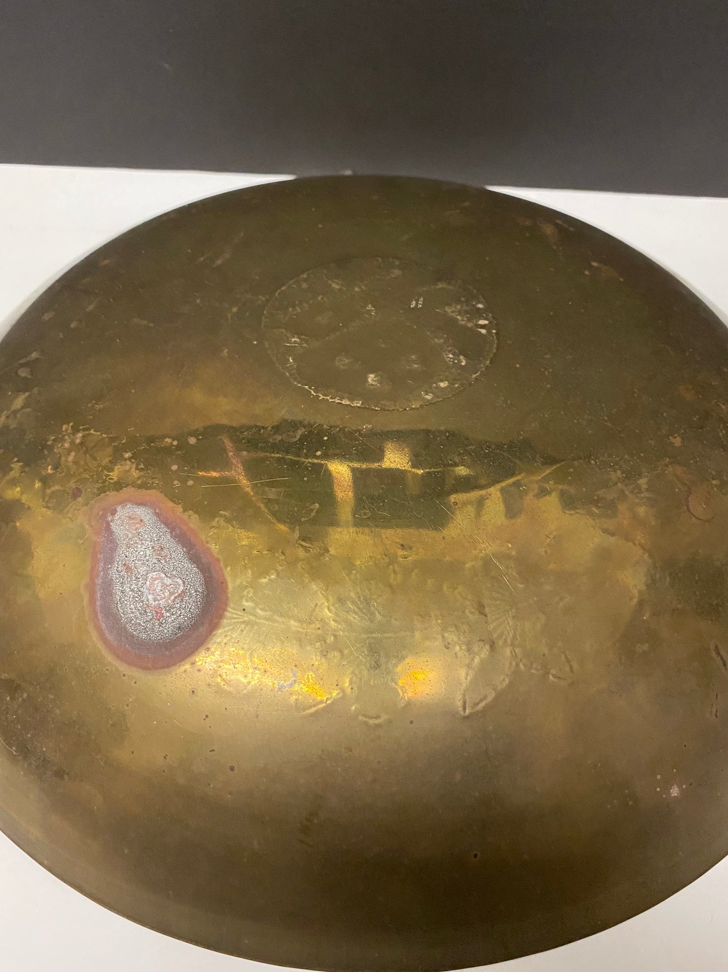 A  Huge 14 inch Antique chinese brass ceremonial bowl  Great antique  condition - Amazing Patina useful and beautiful