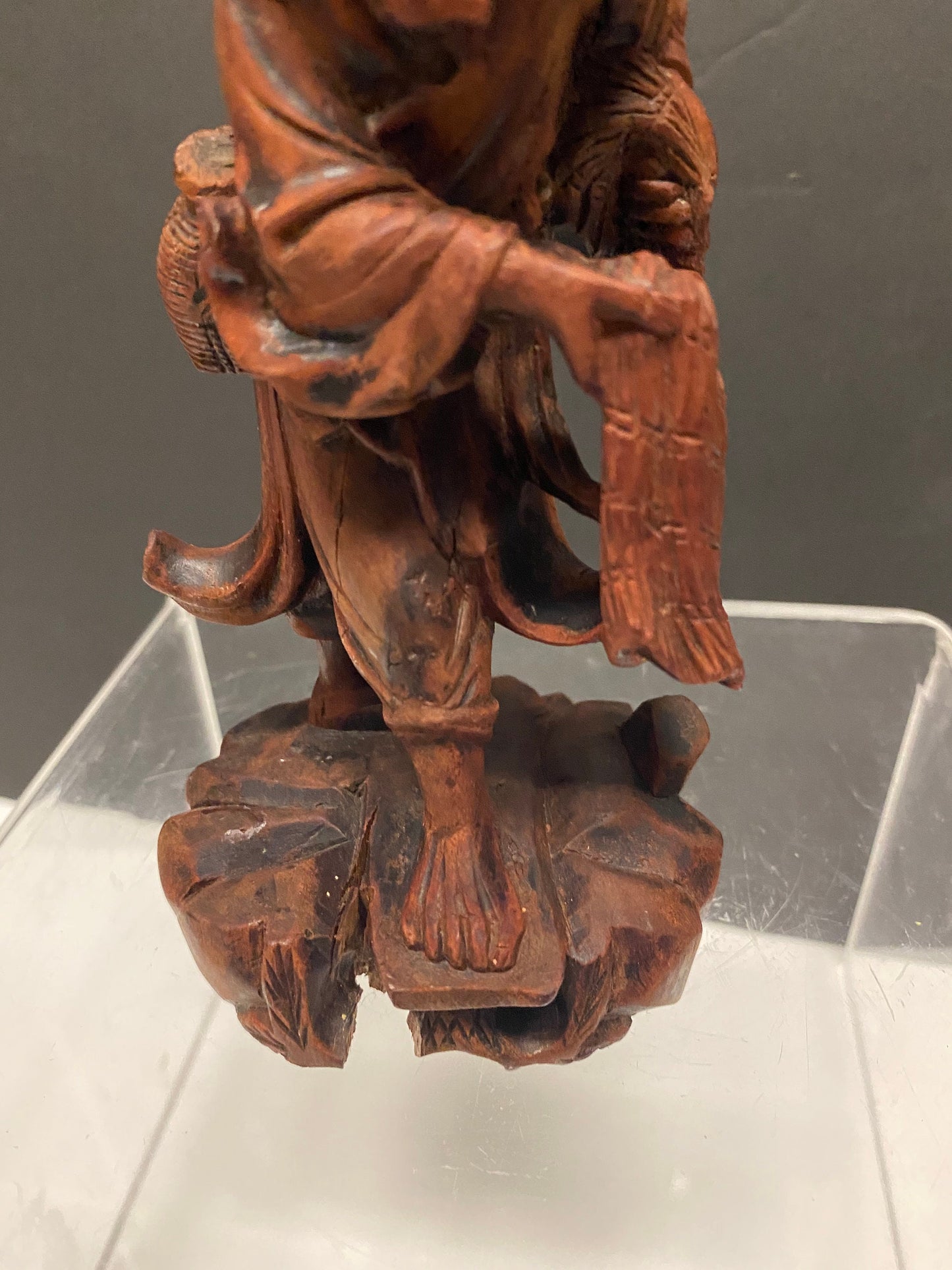 7 inch Chinese carved Confucius figure  bone eyes  stunning small piece!