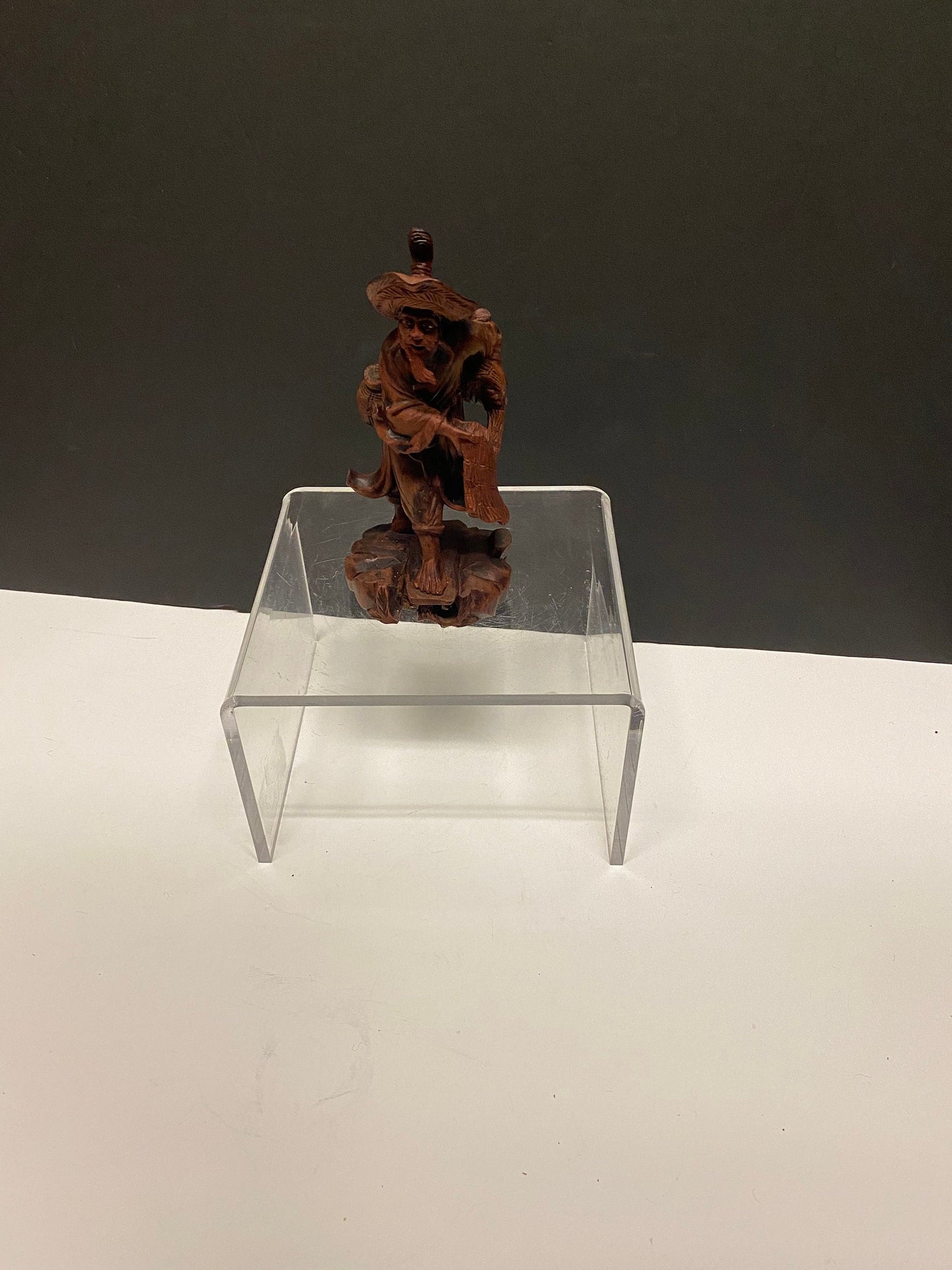 7 inch Chinese carved Confucius figure  bone eyes  stunning small piece!