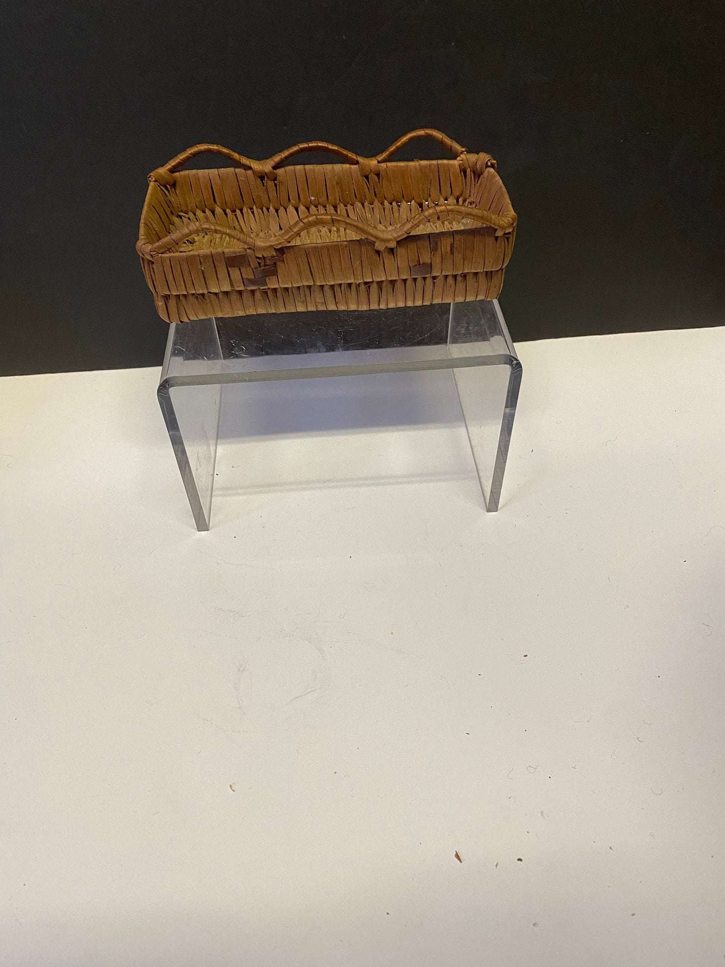 7 inch Long superb Indigenous First Nations coast Salish unusual basket  small damage on one corner