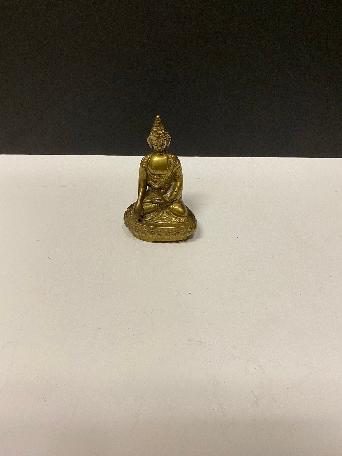 Antique asian brass Buddha 6 inches tall with great Patina  serene stature