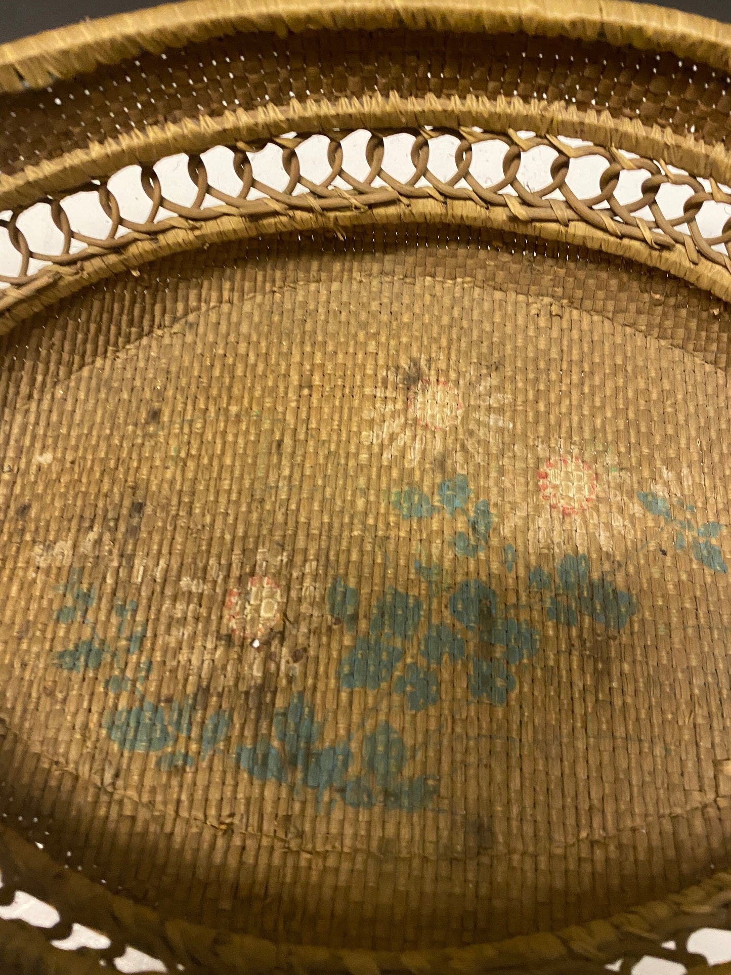 A  Sensational 11 x 7  primitive Indigenous early 19th century west coast Canadian basket  great condition and Museum quality - wow