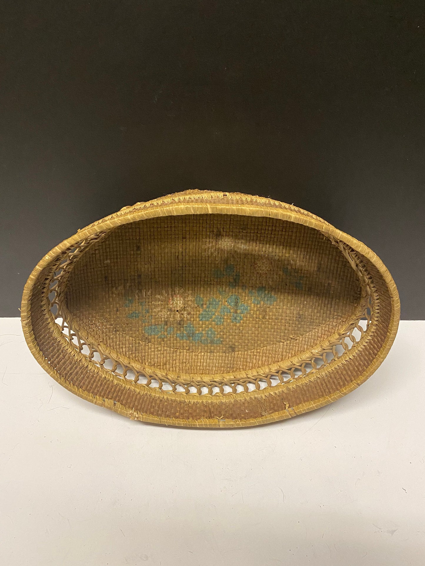 A  Sensational 11 x 7  primitive Indigenous early 19th century west coast Canadian basket  great condition and Museum quality - wow