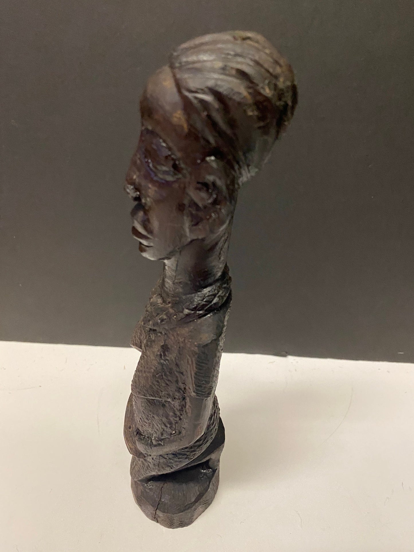12 inch high western African wooden carved statue of a woman - Beautiful piece