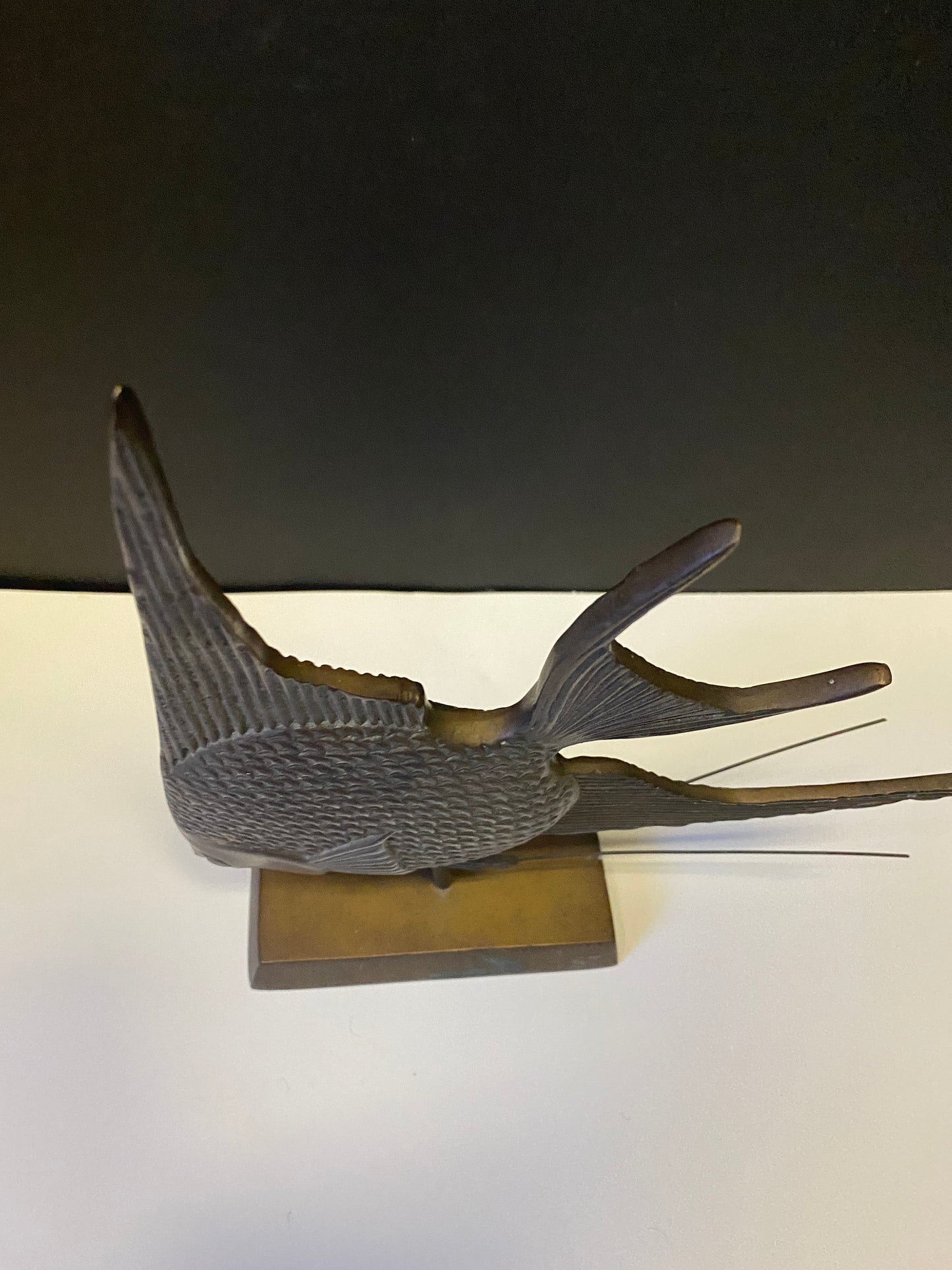 An  Absolutely magnificent 10 inch bronze fish on wood stand with wonderful Patina!  super piece