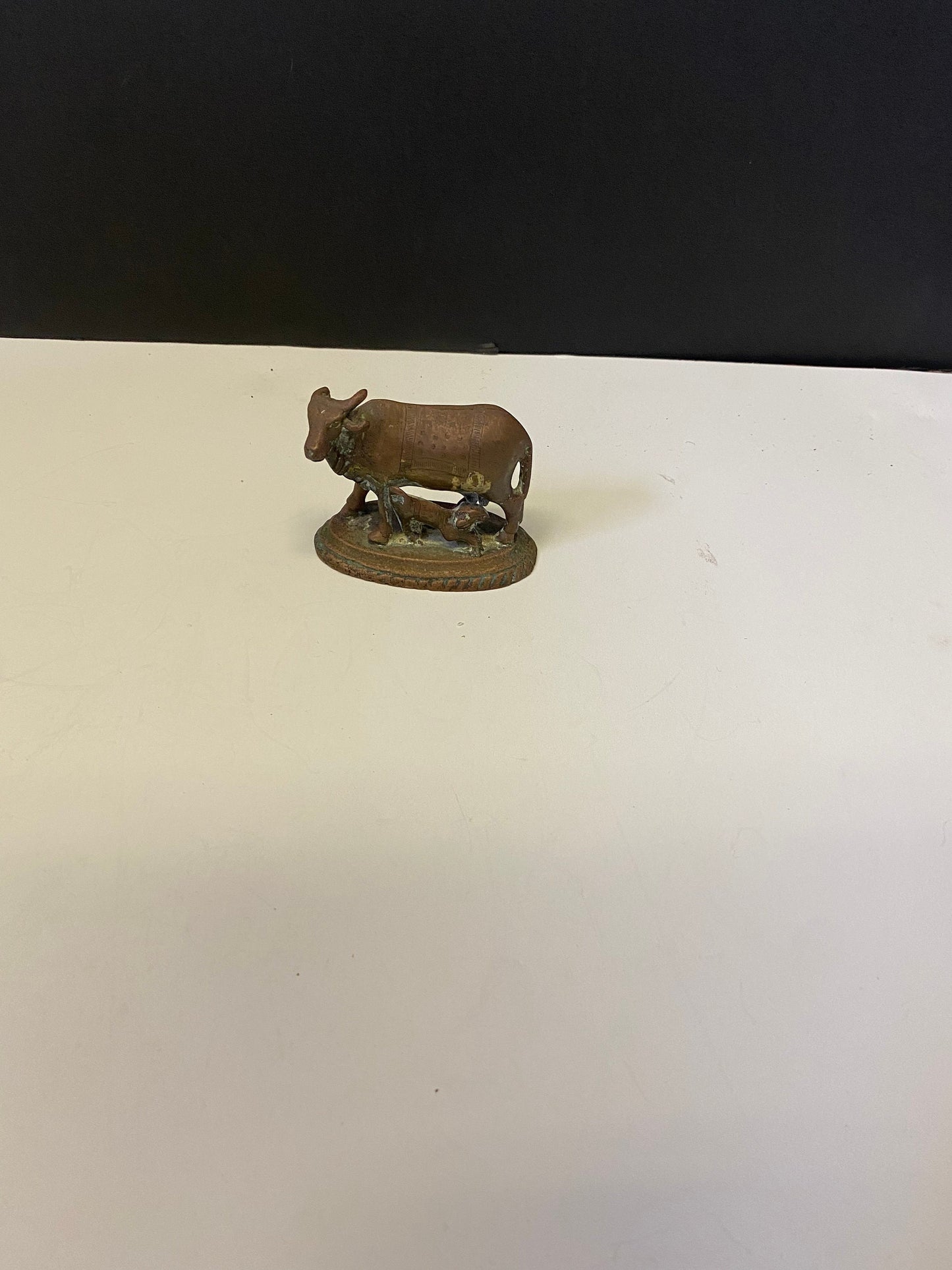Absolutely stunning antique bronze cow  statue with  great Patina  3 inches  Good quality and heavy