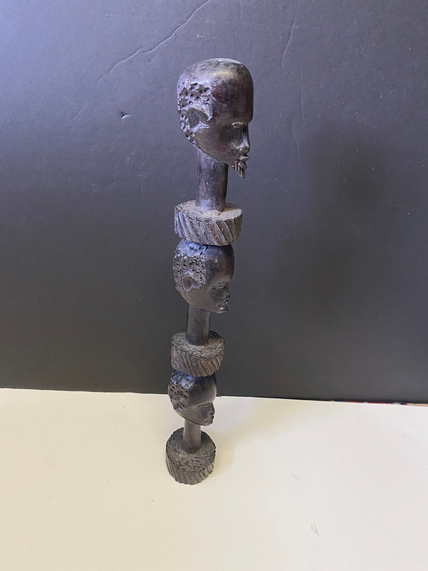 An  Absolutely fabulous african Ebony 13 inch totem older and well  carved  Value priced