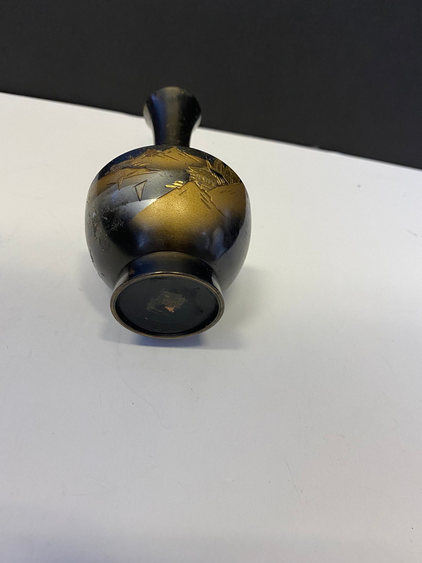 Fabulous 5 inch Japanese Meji bronze bud   vase  Awesome Patina in good condition  serene lovely piece  great gift for 8 anniversary