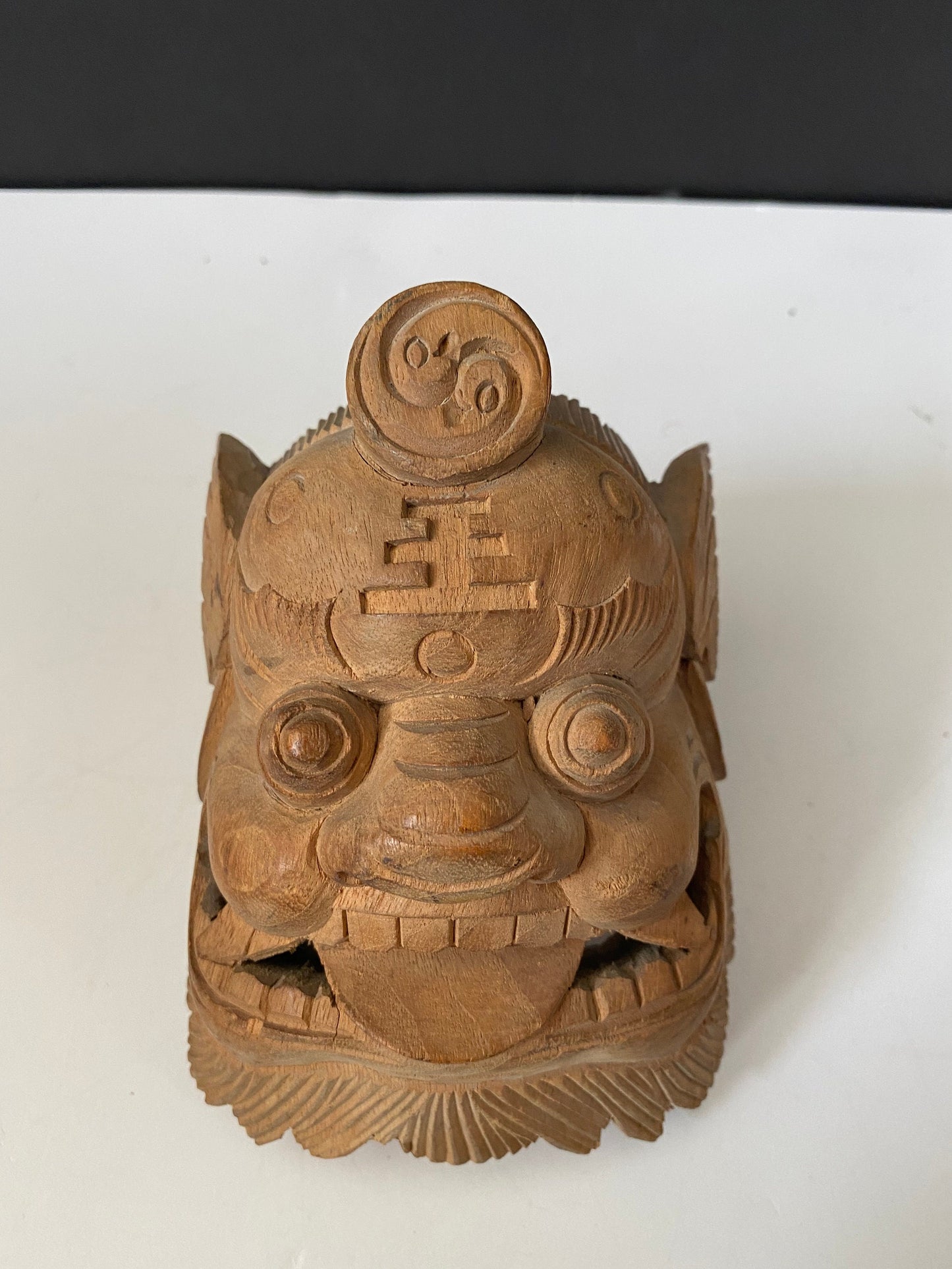 A  One of a kind amazing 7 inch Tibetan Carved dragon face antique wooden door knocker   Absolutely incredible Carving and facial features