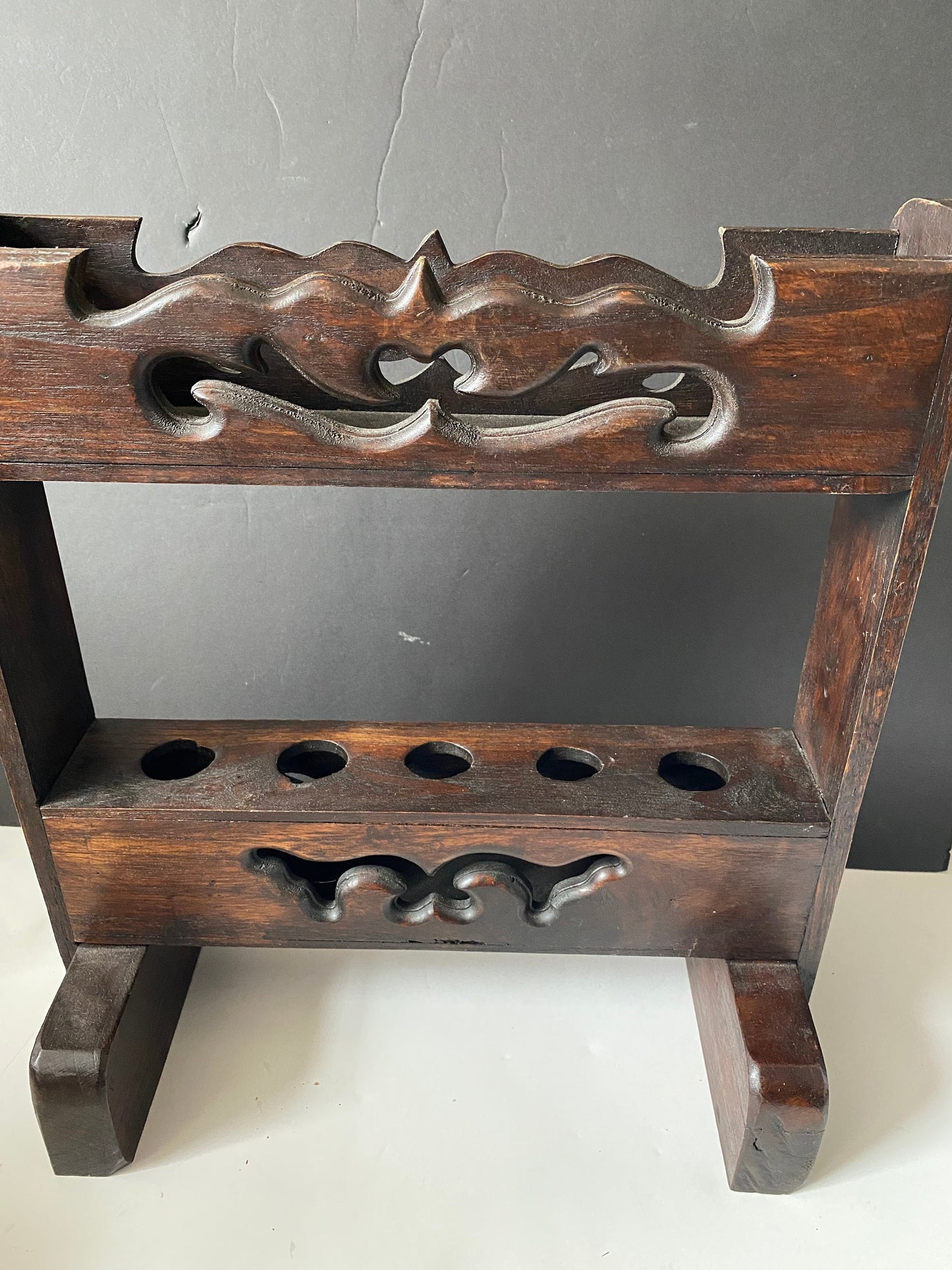 An  Absolutely fabulous 15 x 18  tall x 8 deep Chinese Rosewood Cane stand  Wonderful detail and craftsmanship  wow  value priced