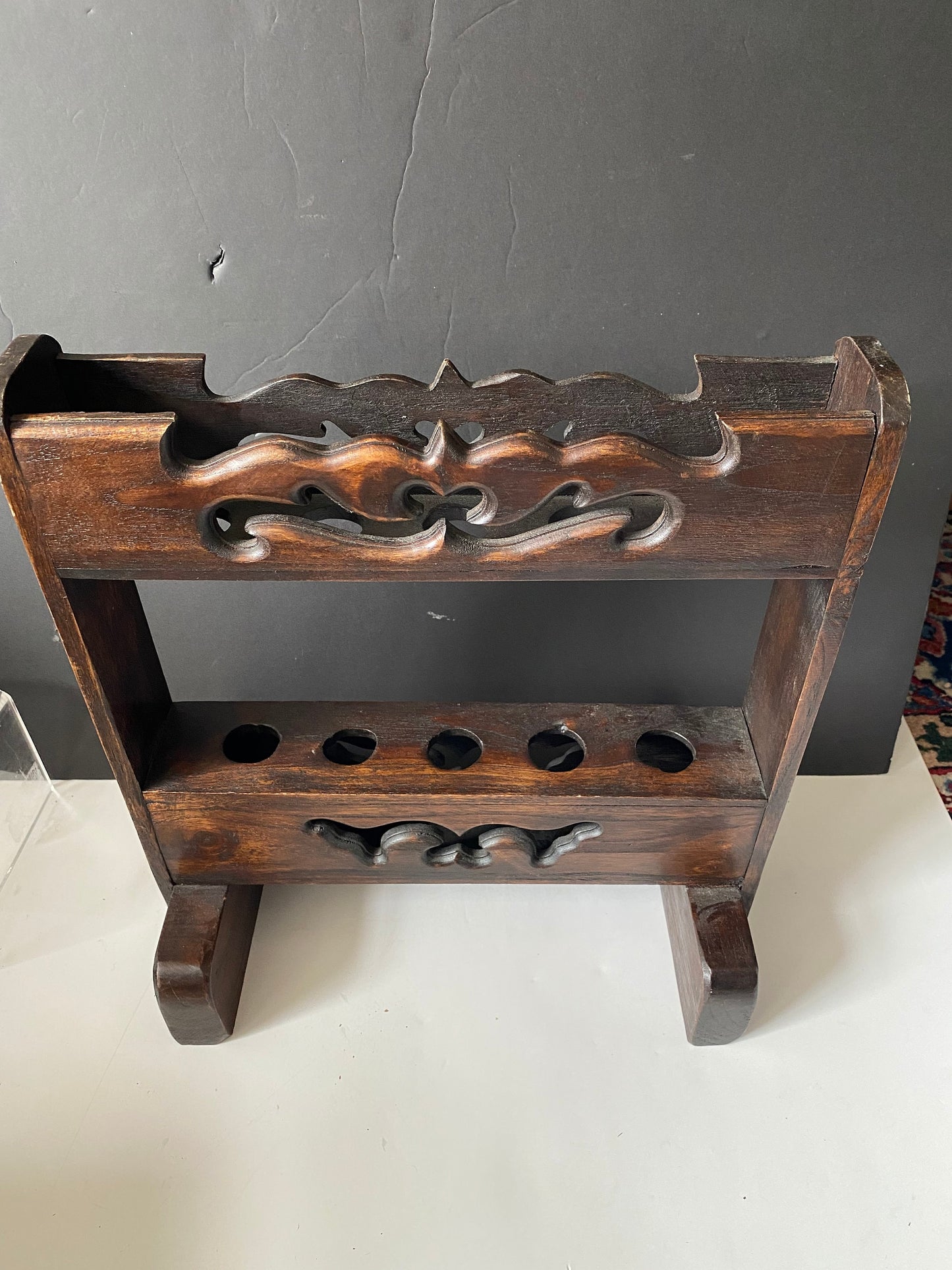 An  Absolutely fabulous 15 x 18  tall x 8 deep Chinese Rosewood Cane stand  Wonderful detail and craftsmanship  wow  value priced