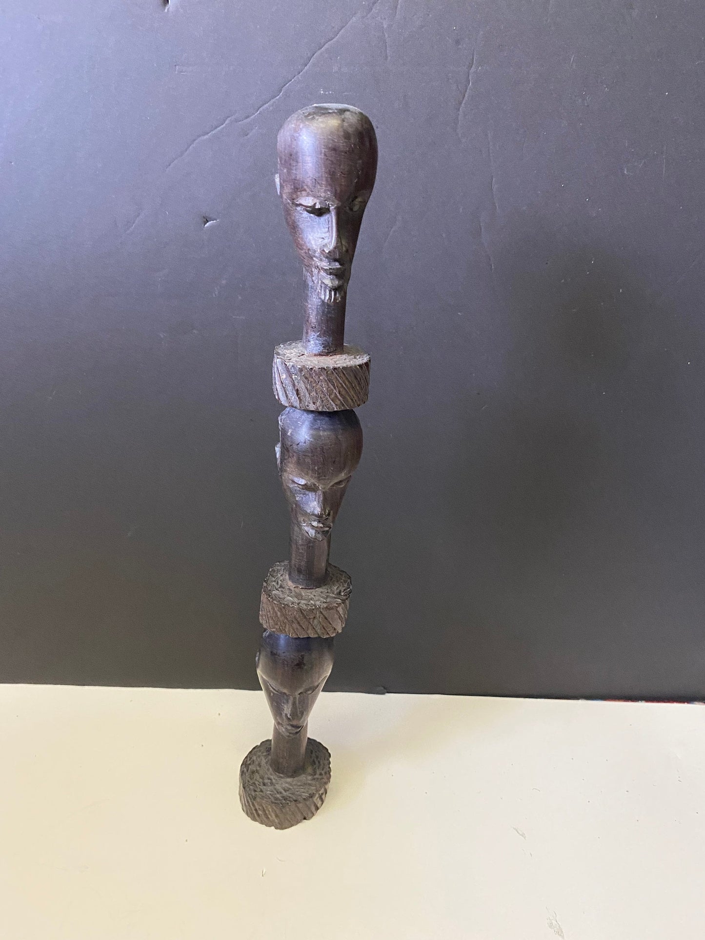 An  Absolutely fabulous african Ebony 13 inch totem older and well  carved  Value priced