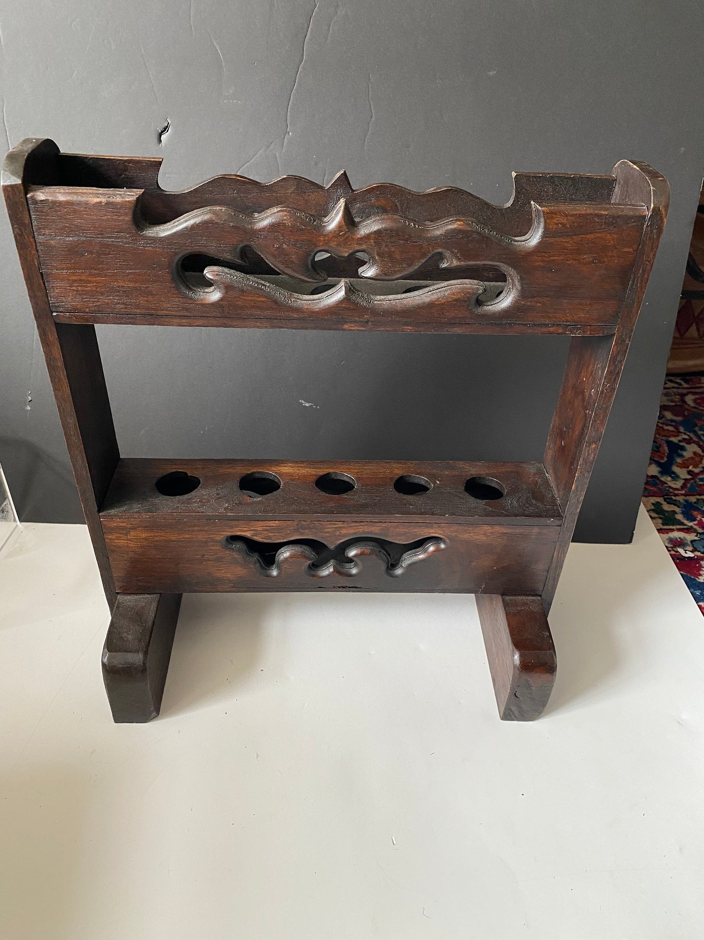 An  Absolutely fabulous 15 x 18  tall x 8 deep Chinese Rosewood Cane stand  Wonderful detail and craftsmanship  wow  value priced