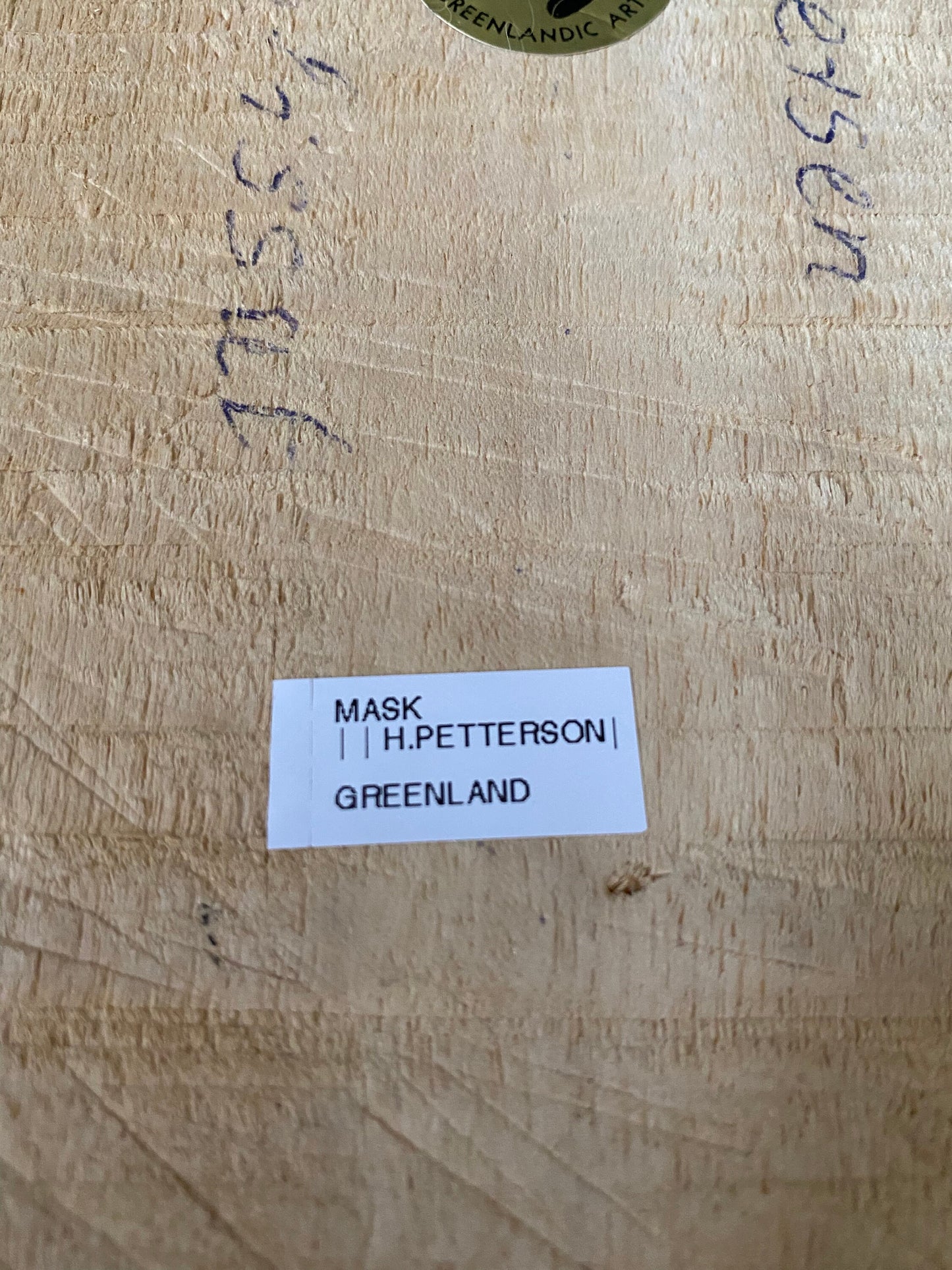 A  12 x 7 by 2 Fabulous indigenous Greenland carved wooden mask with real fur  Exceptional one-of-a-kind piece  signed with info on back