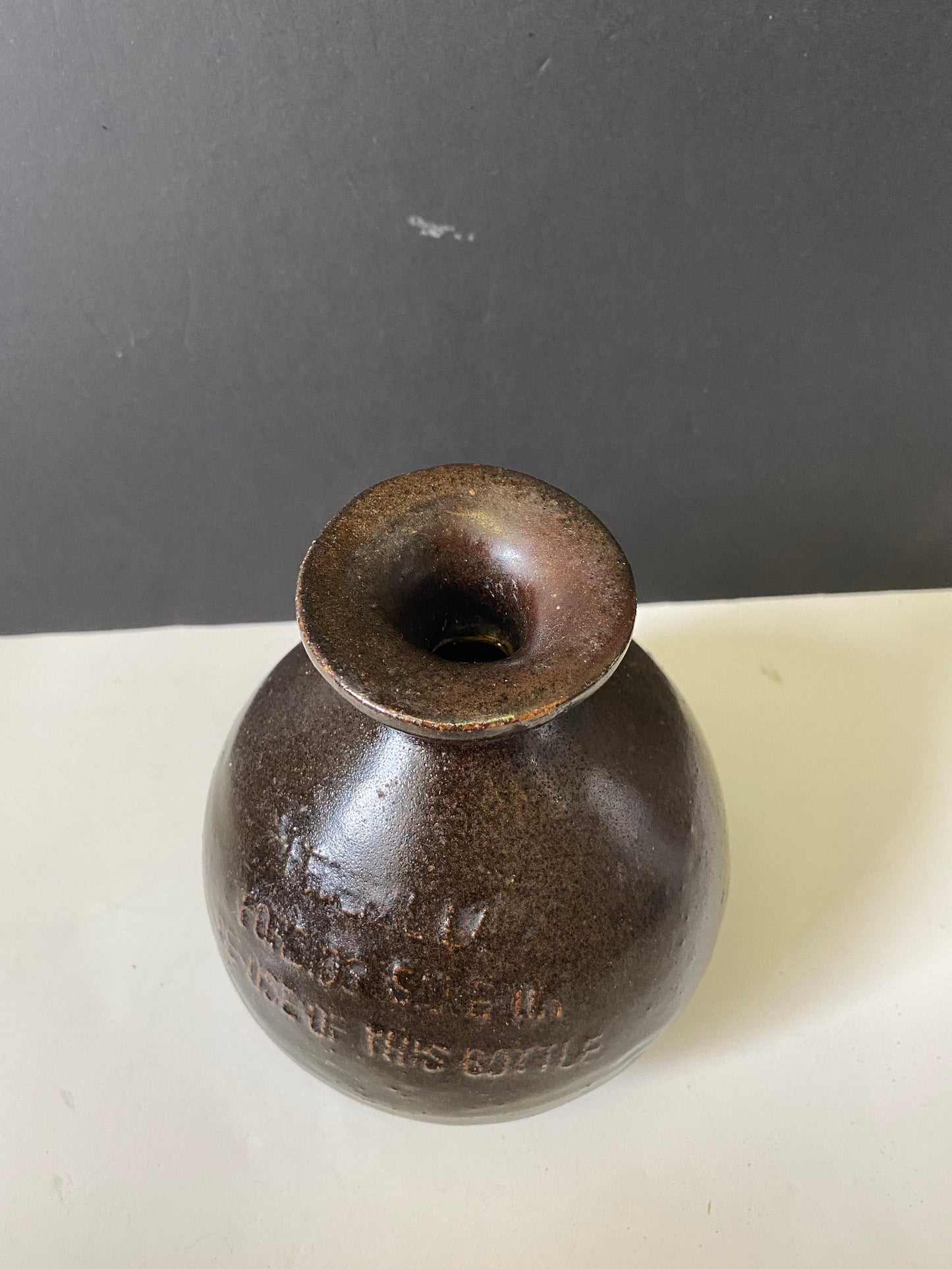 An  Unusual Antique chinese soy glazed vessel signed and stamped etc  Wonderful piece of Chinese history found on VanIsland 6 inches