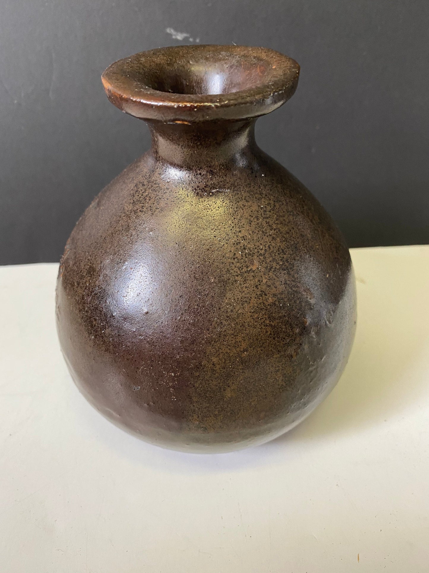 An  Unusual Antique chinese soy glazed vessel— signed and stamped etc — Wonderful piece of Chinese history found on VanIsland— 6 inches