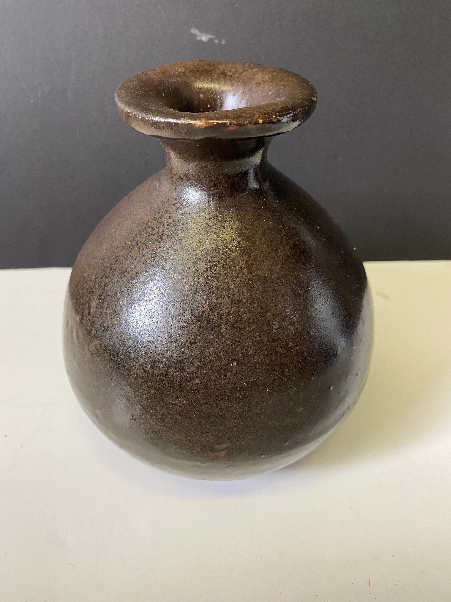 An  Unusual Antique chinese soy glazed vessel— signed and stamped etc — Wonderful piece of Chinese history found on VanIsland— 6 inches