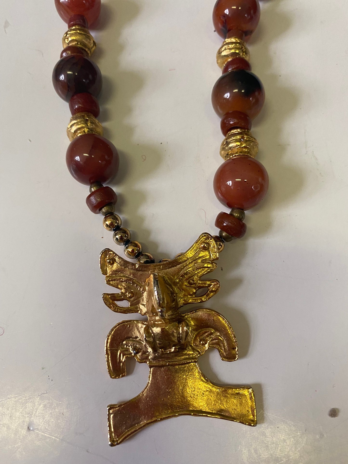 Lovely well-made authentic agate and gold necklace  untested  great look  perfect gift  wow