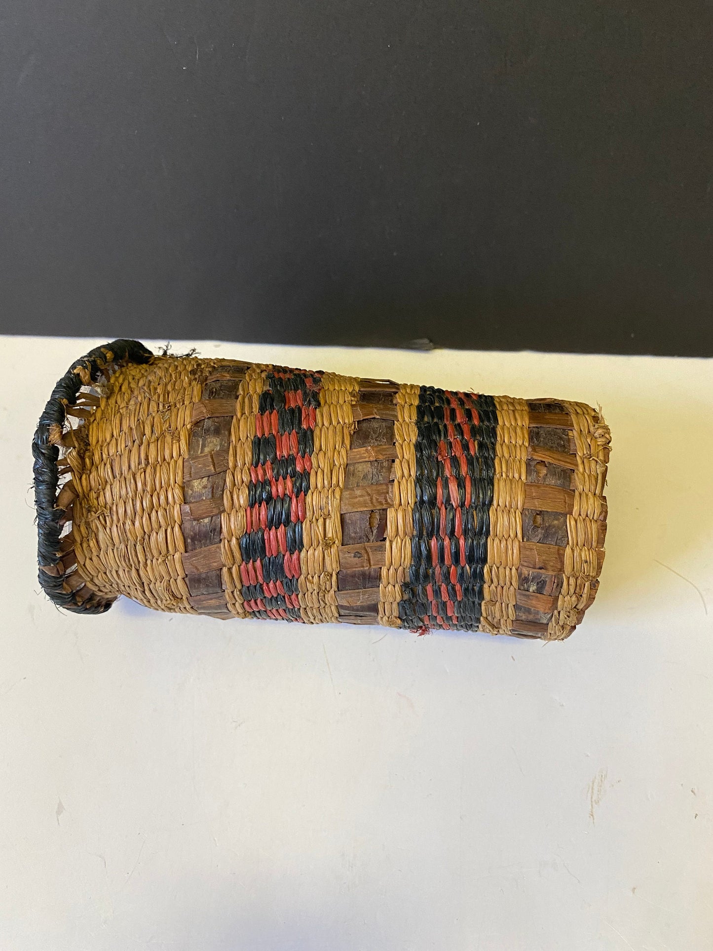 best of the best 6 by 3 inch Indigenous cedar bark wrapped glass vase  First Nations art  wow  Museum quality  wow