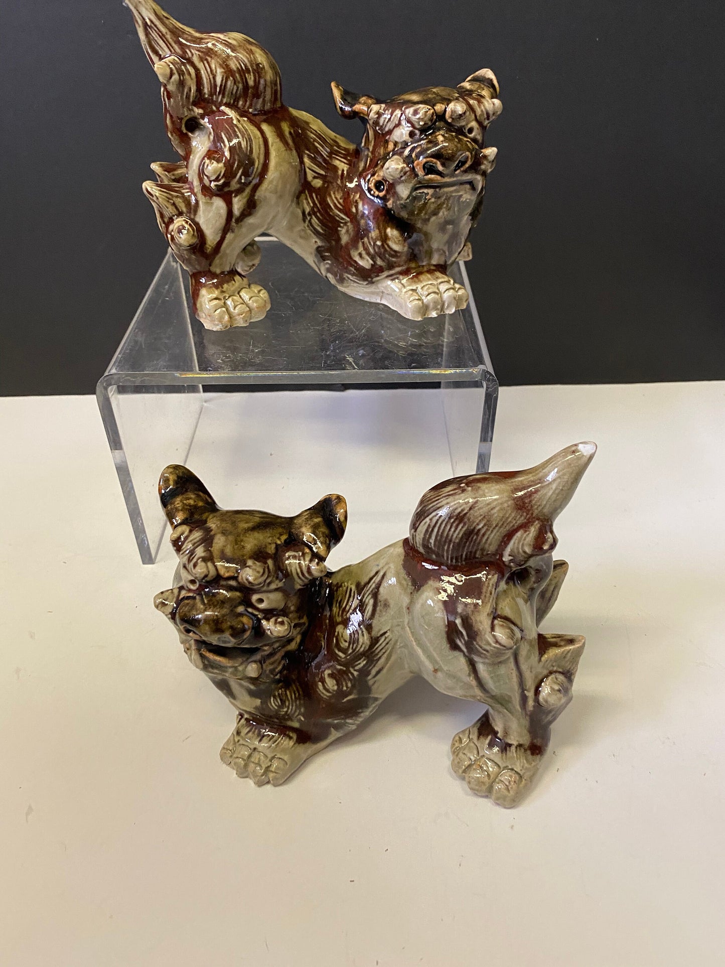 A  Fabulous pair 6 x 5inch Japanese  antique foo  dogs  one tiny chip tail  great look and quality  great price