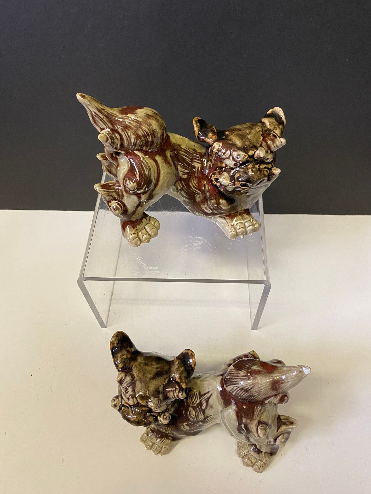 A  Fabulous pair 6 x 5inch Japanese  antique foo  dogs  one tiny chip tail  great look and quality  great price