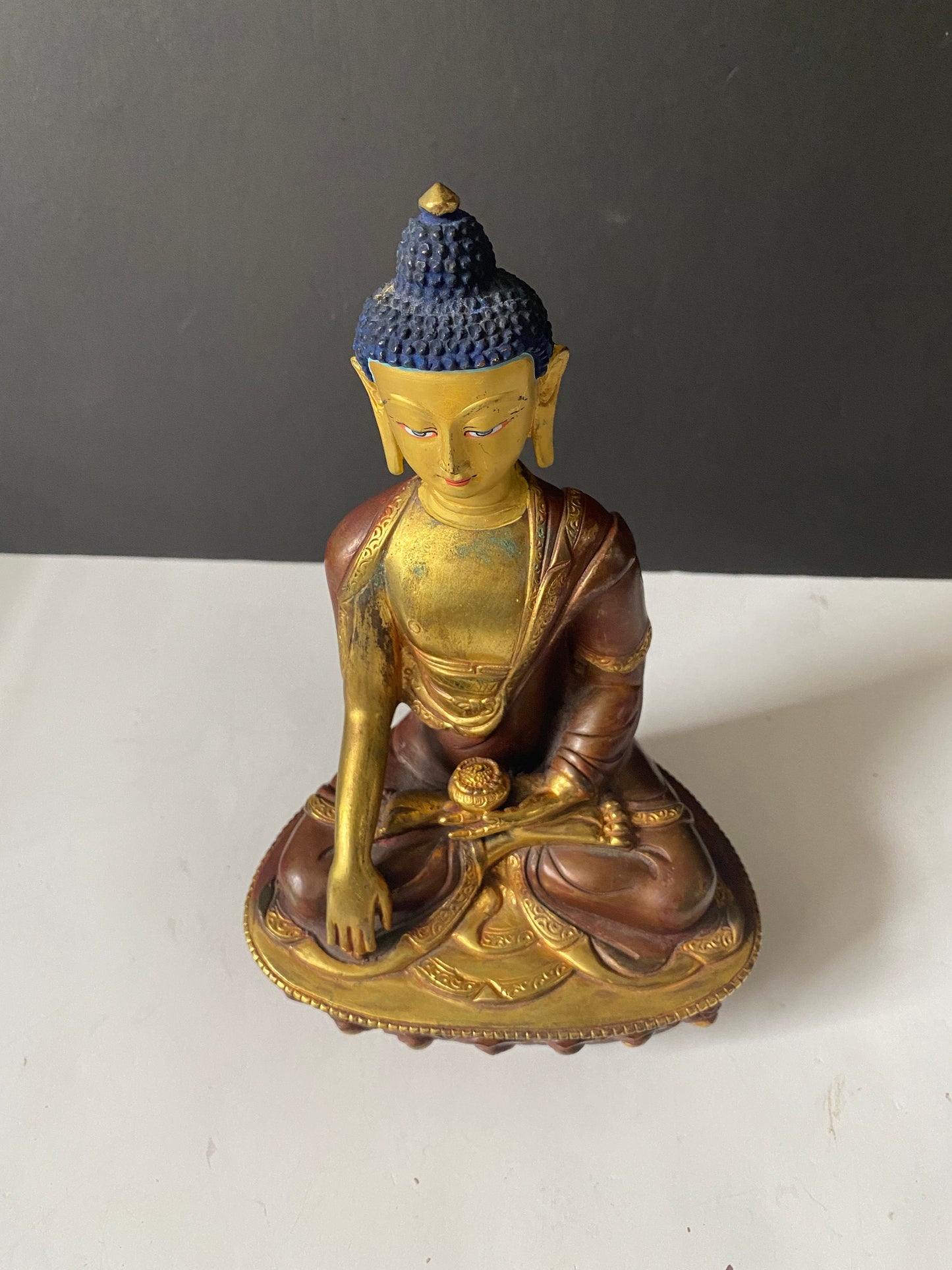 Absolutely cracking 10 inch authentic antique Chinese gilded Bronze seated Buddha  serene expression with wonderful patina