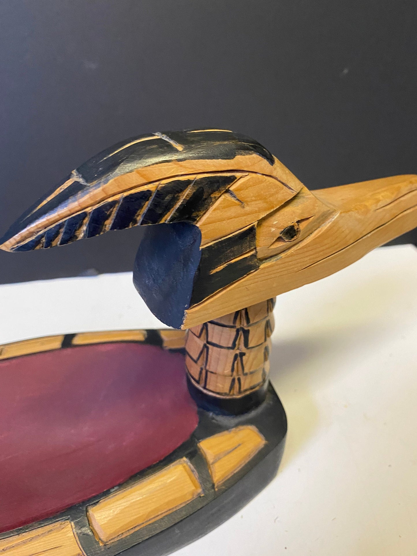 A  18 x 4 fabulous Vancouver Island coast Salish Frank and Dora Frenchie Indigenous cedar feast bowl  Wonderful quality and condition -