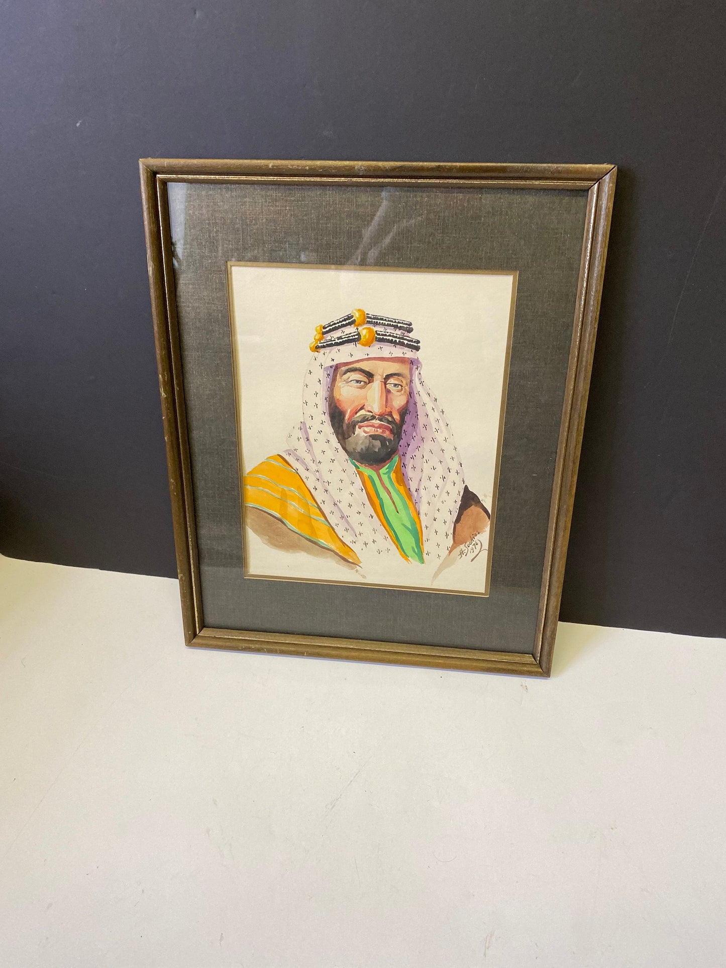 A  Fabulous 15 x 12 inch framed Watercolour of an Arabic signed H. Sookias 1976 - well painted and detailed -wow