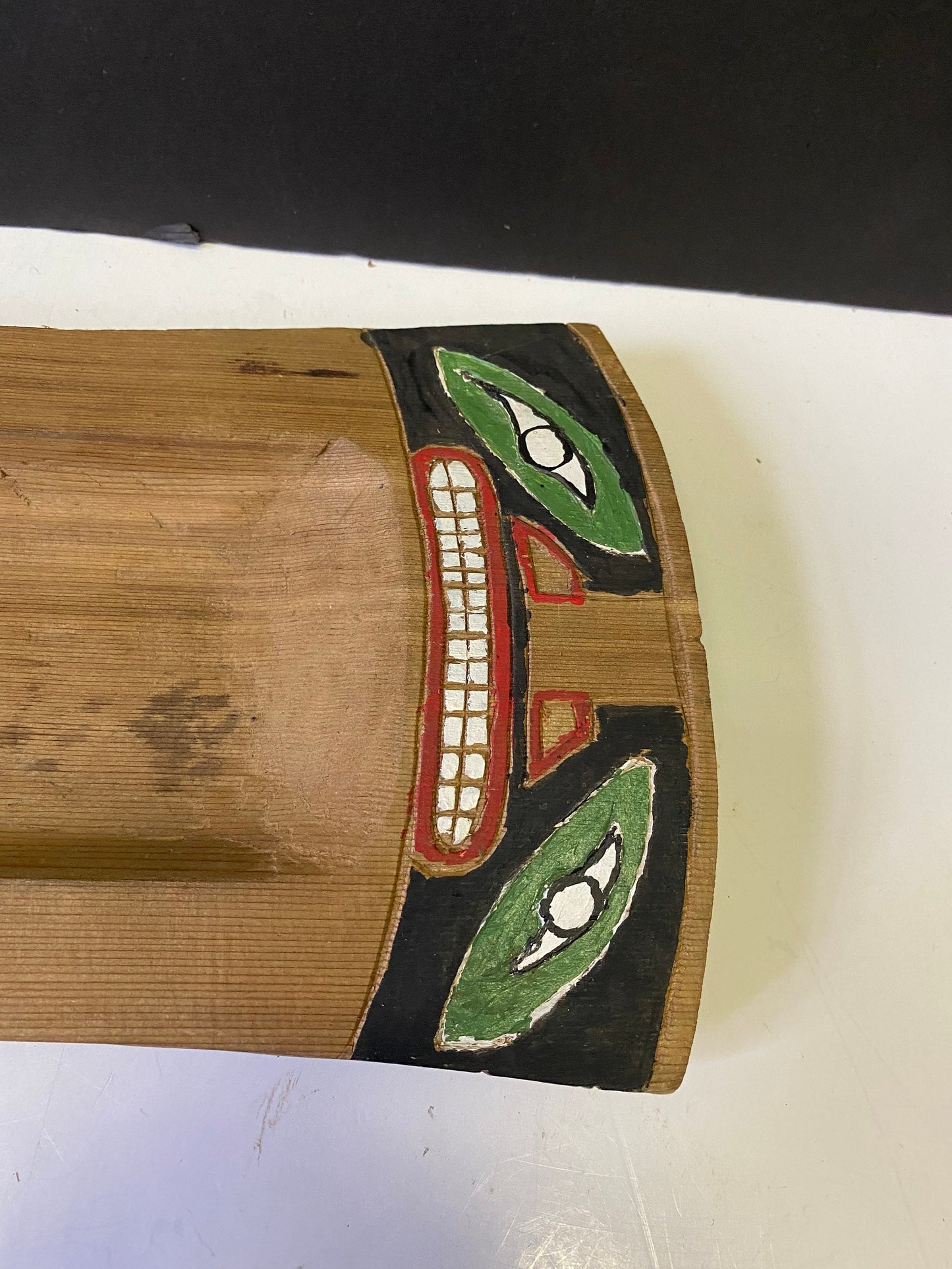 An  Absolutely stunning museum quality 12 x 6 primitive indigenous feast bowl featuring frogs  Stunning decoration and Patina -1 wow