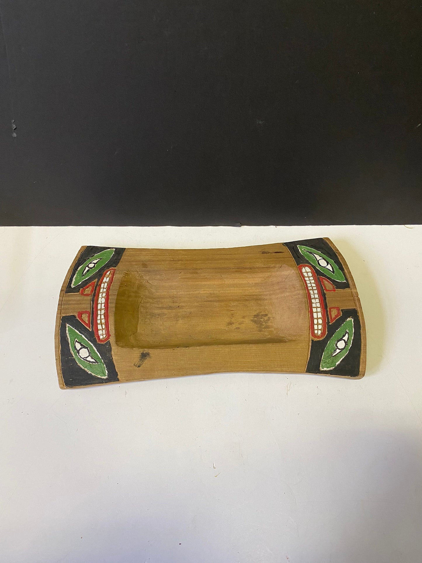 An  Absolutely stunning museum quality 12 x 6 primitive indigenous feast bowl featuring frogs  Stunning decoration and Patina -1 wow