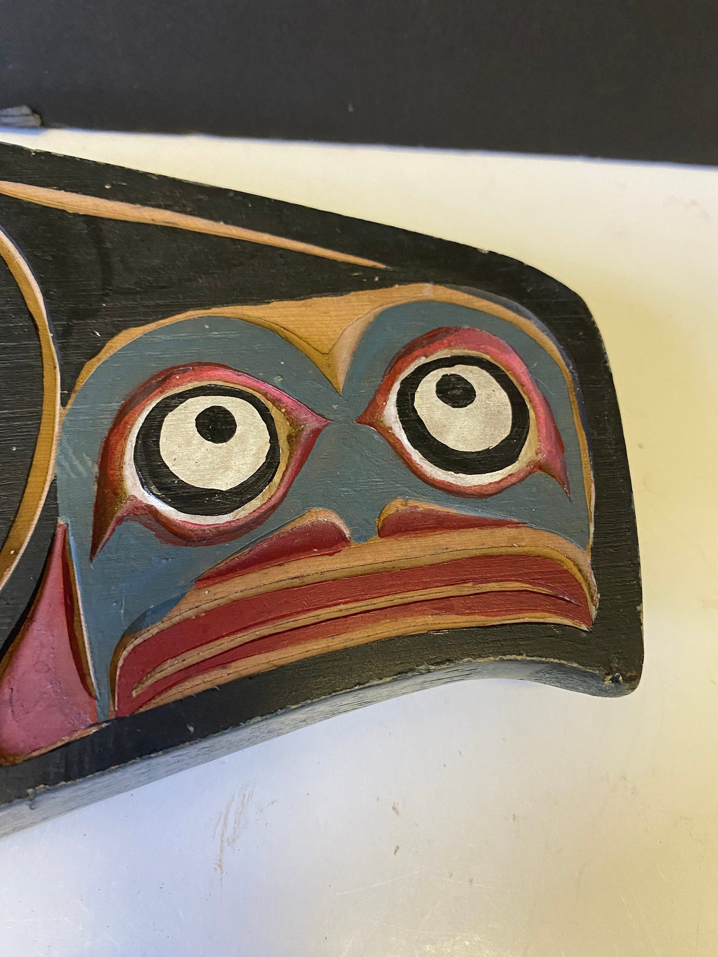 A  Museum quality 12 x 5.5 indigenous carved and painted feast bowl  Amazing intricate detail by a well-known Vancouver Island artist wow