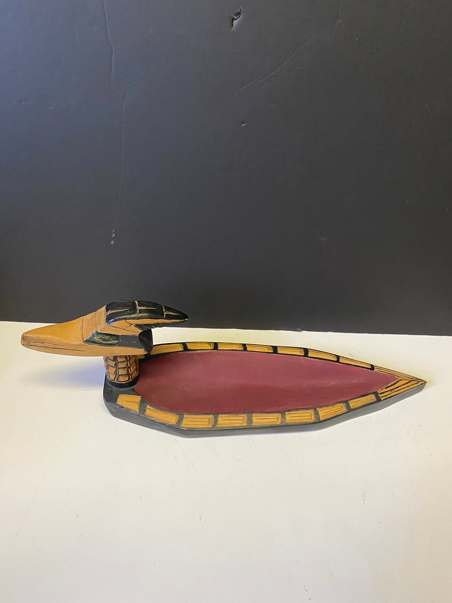 A  18 x 4 fabulous Vancouver Island coast Salish Frank and Dora Frenchie Indigenous cedar feast bowl  Wonderful quality and condition -