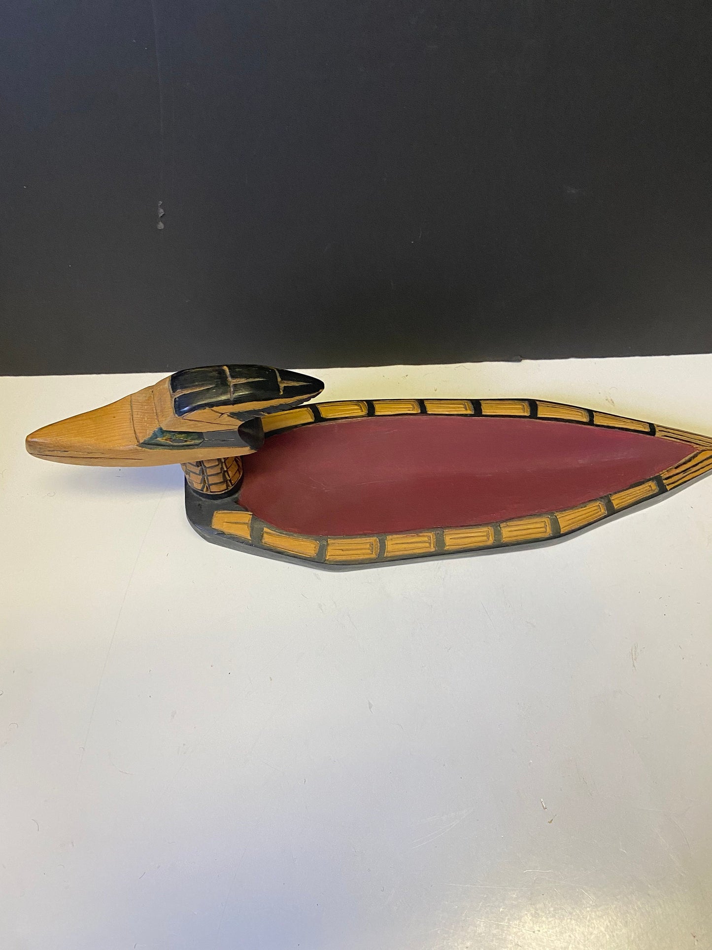 A  18 x 4 fabulous Vancouver Island coast Salish Frank and Dora Frenchie Indigenous cedar feast bowl  Wonderful quality and condition -