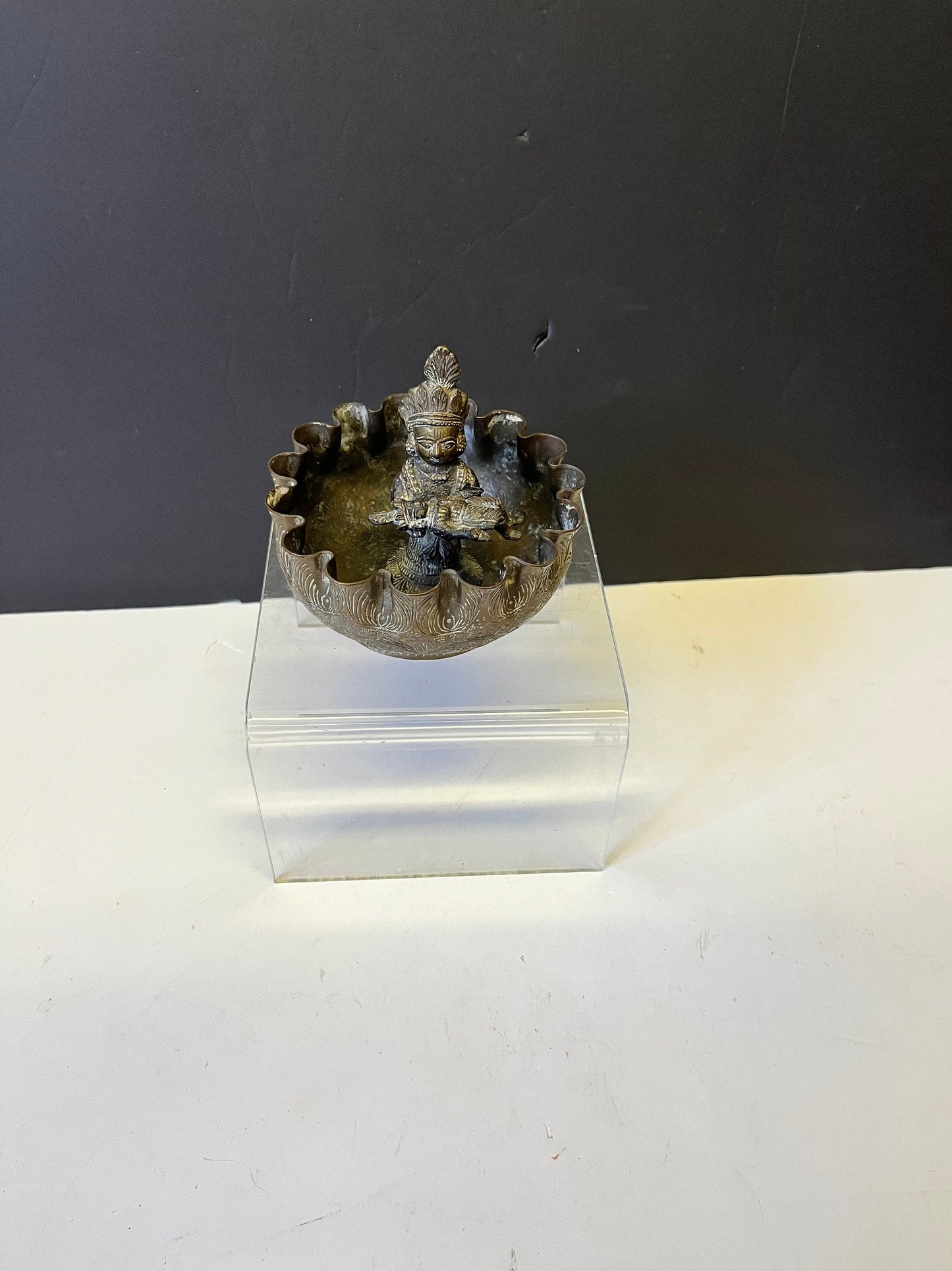 Absolutely fabulous 6 inch tall by 3 inch wide Southeast Asian antique ceremonial death bowl  one of a kind  good weight and patina  wow