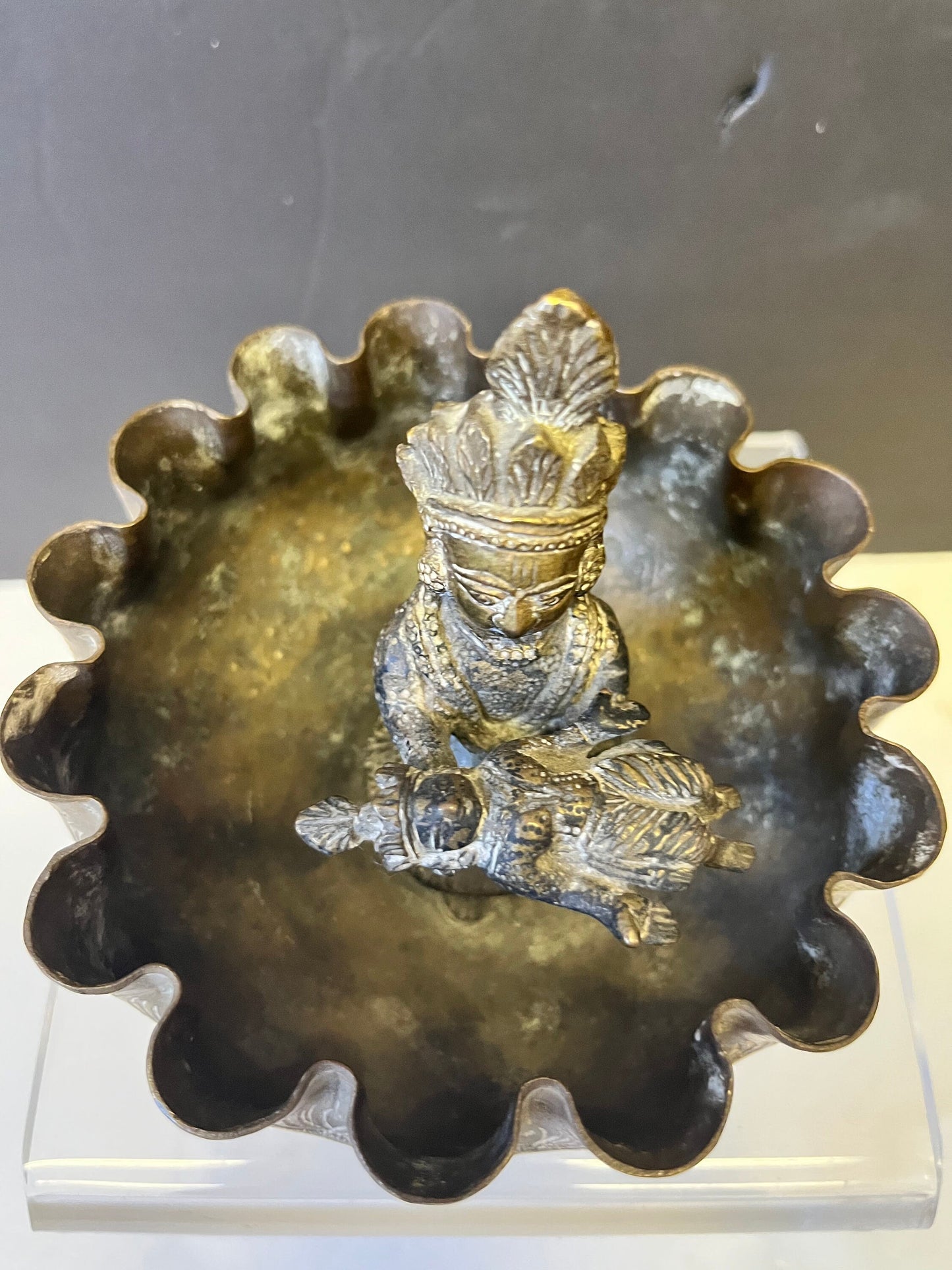 Absolutely fabulous 6 inch tall by 3 inch wide Southeast Asian antique ceremonial death bowl  one of a kind  good weight and patina  wow