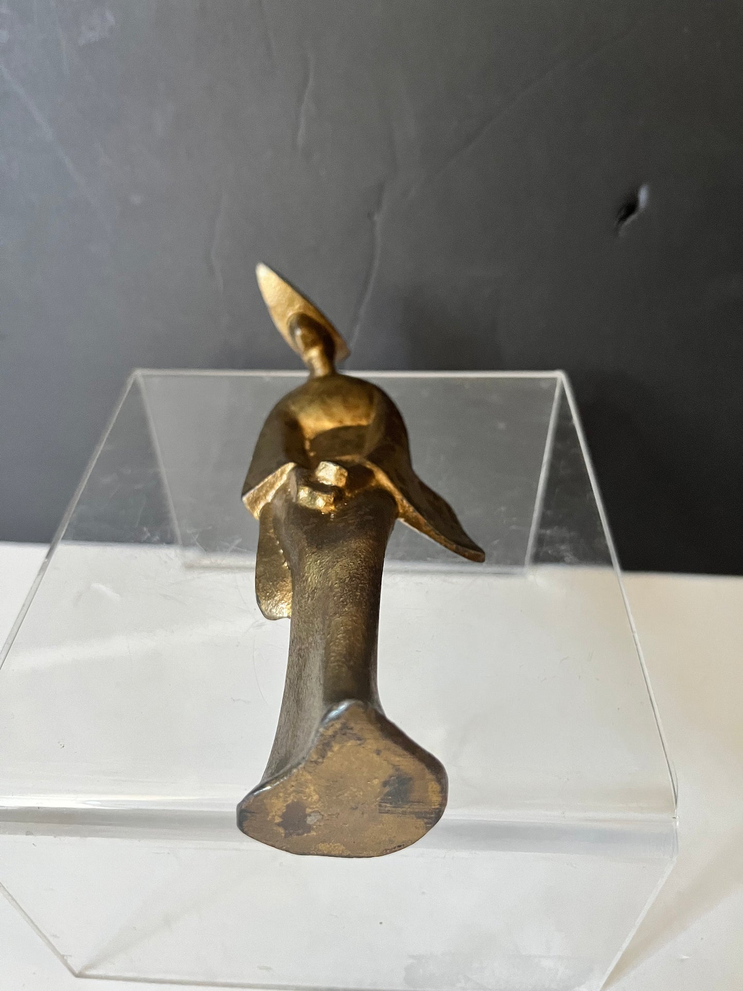 Fabulous 7 inch Japanese deco gilded geisha dancer  Incredible Patina and overall a lovely little piece