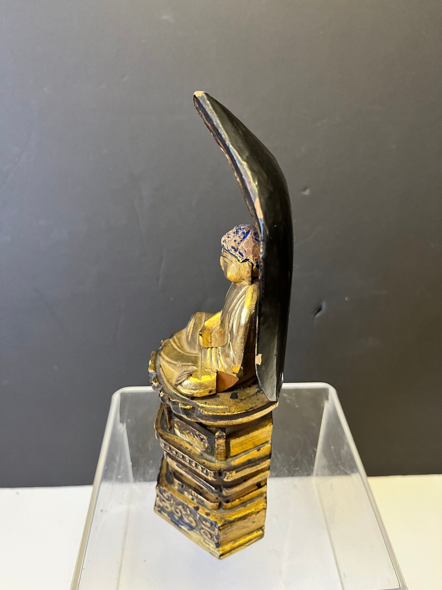 An  Antique stunning 8 x 4 wooden and gilt Chinese Buddhist statue  Absolutely wonderful detail and one of a kind piece  see photos