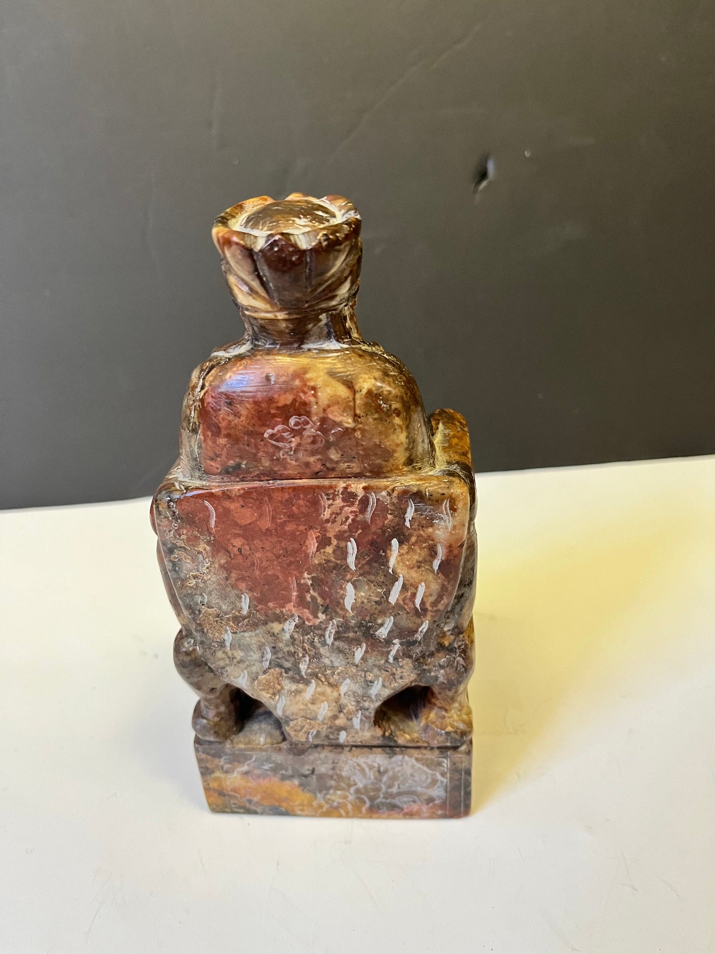 Fabulous 8 x 3 x 2 deep old Chinese soapstone emperor statue  Heavy and in perfect condition  wow wow