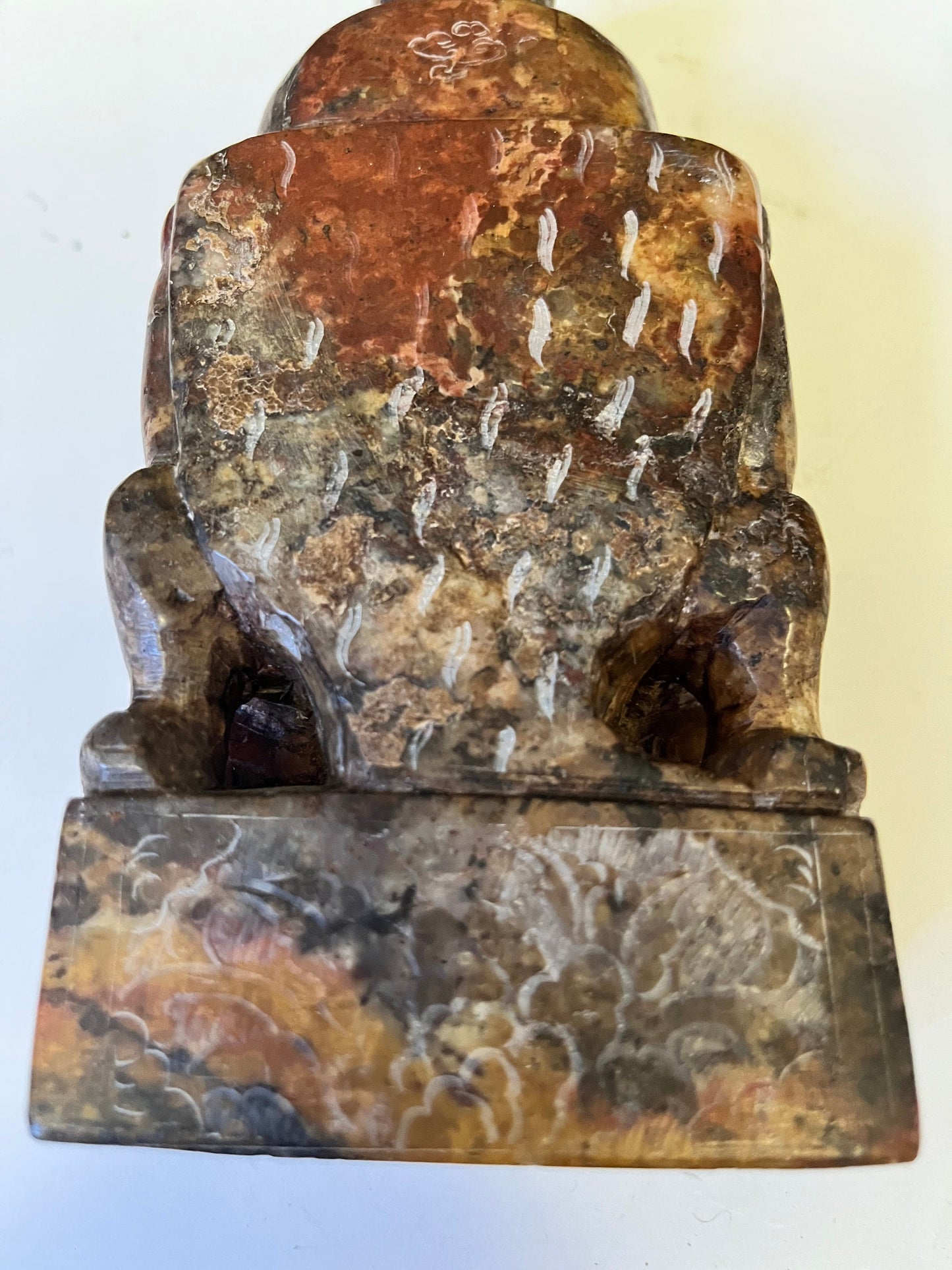 Fabulous 8 x 3 x 2 deep old Chinese soapstone emperor statue  Heavy and in perfect condition  wow wow