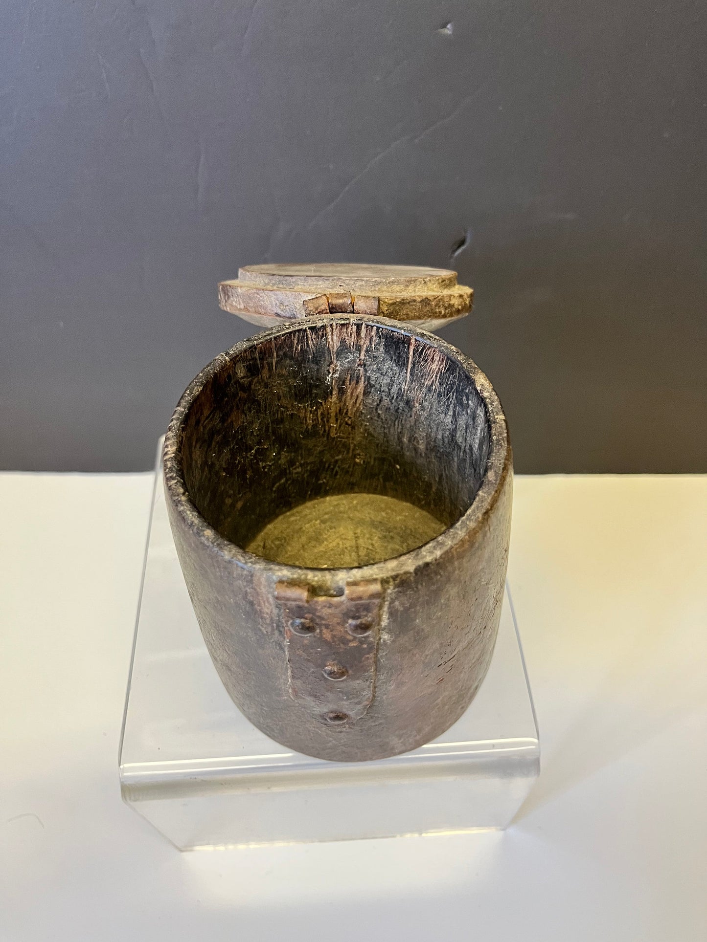 Absolutely divine museum quality 9 x 4.5 19th century Nepalese salt box with unique locking system  Fabulous Patina  wow wow