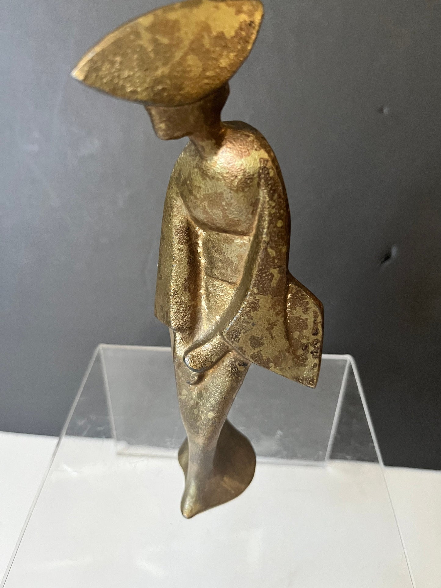 Fabulous 7 inch Japanese deco gilded geisha dancer  Incredible Patina and overall a lovely little piece