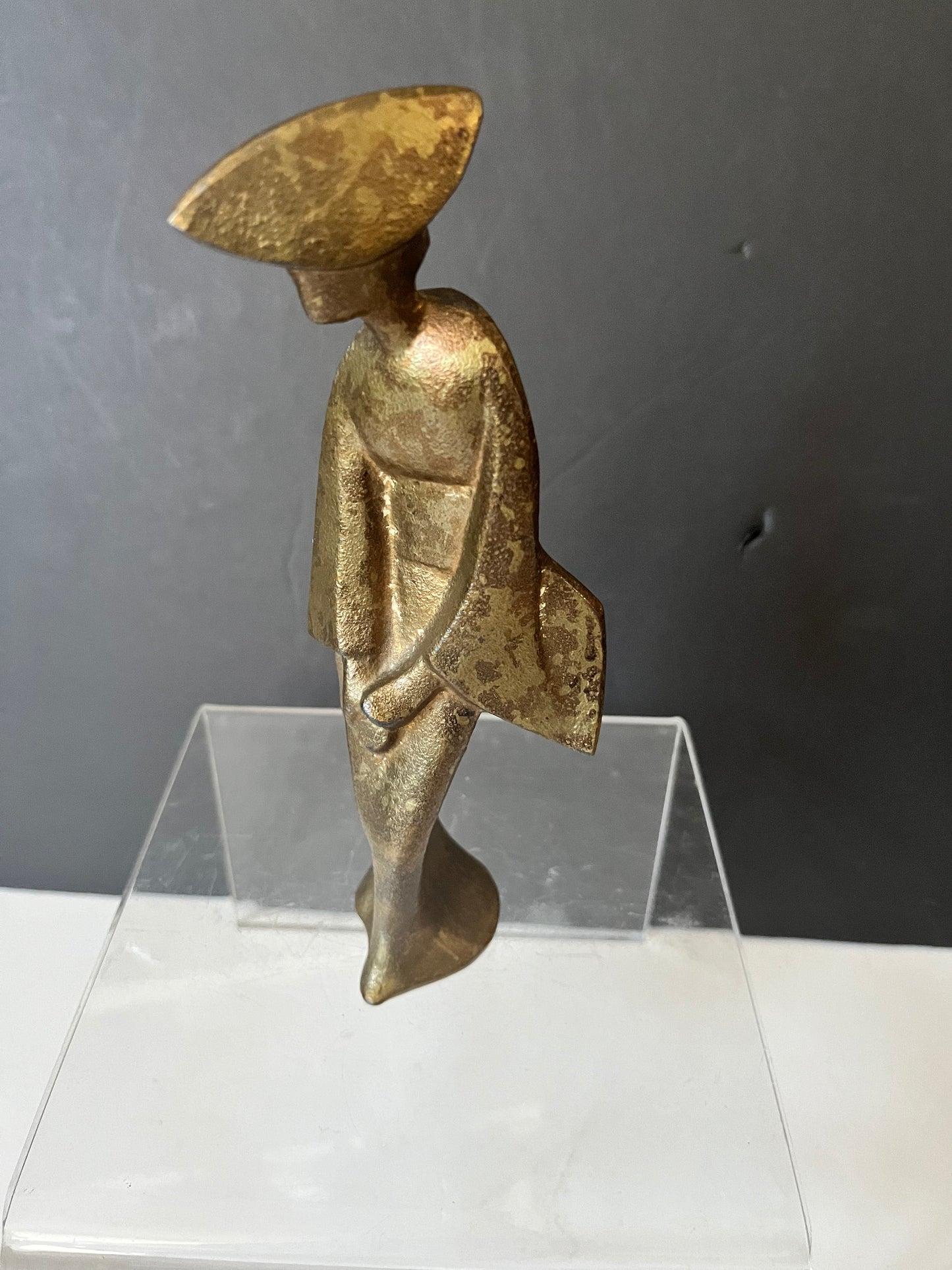 Fabulous 7 inch Japanese deco gilded geisha dancer  Incredible Patina and overall a lovely little piece