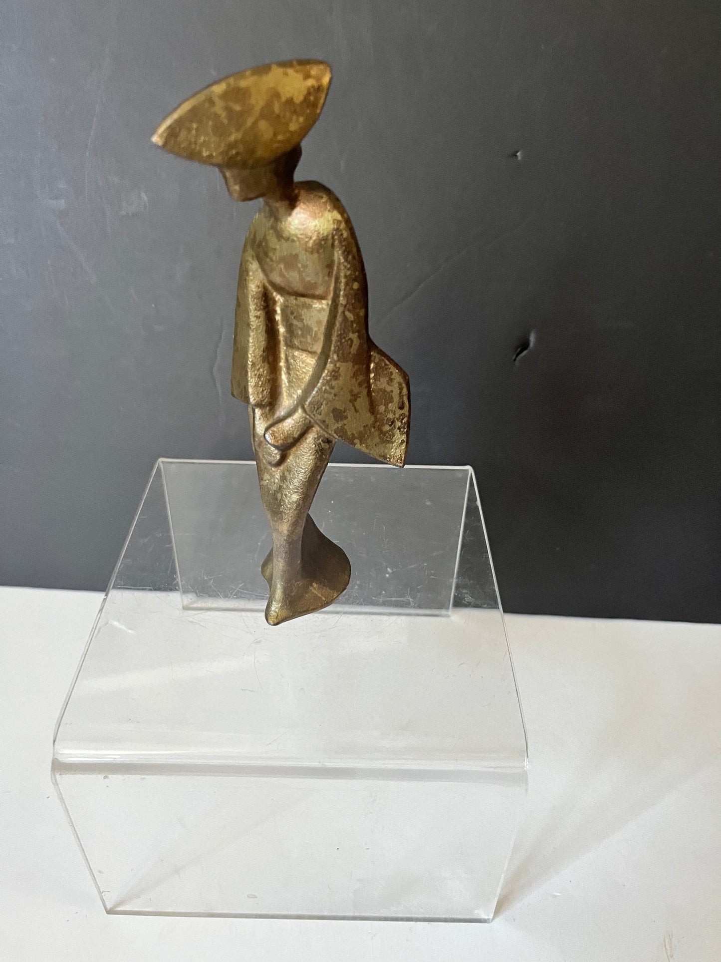 Fabulous 7 inch Japanese deco gilded geisha dancer  Incredible Patina and overall a lovely little piece