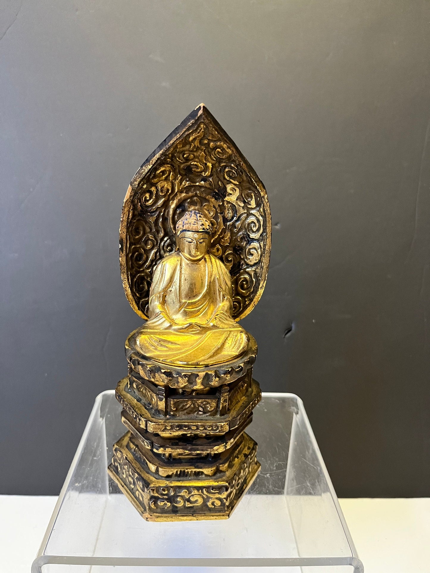 An  Antique stunning 8 x 4 wooden and gilt Chinese Buddhist statue  Absolutely wonderful detail and one of a kind piece  see photos