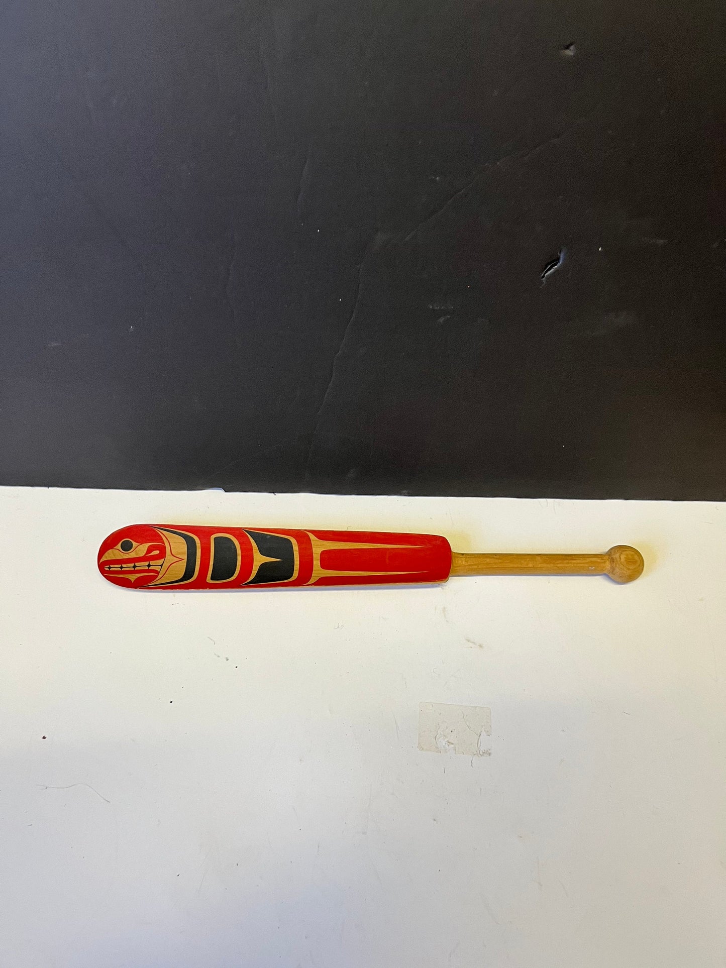 Absolutely fabulous museum quality 12 inch first nations carved cedar and handpainted shoehorn  One-of-a-kind piece in great condition