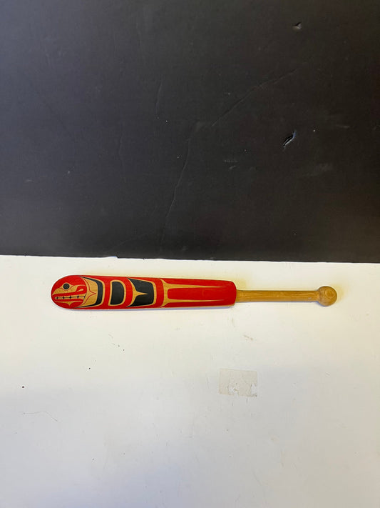 Absolutely fabulous museum quality 12 inch first nations carved cedar and handpainted shoehorn  One-of-a-kind piece in great condition
