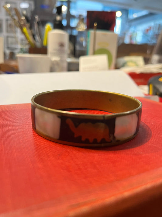 3 inch Indian brass and mother of pearl bangle bracelet  nice detail  good gift